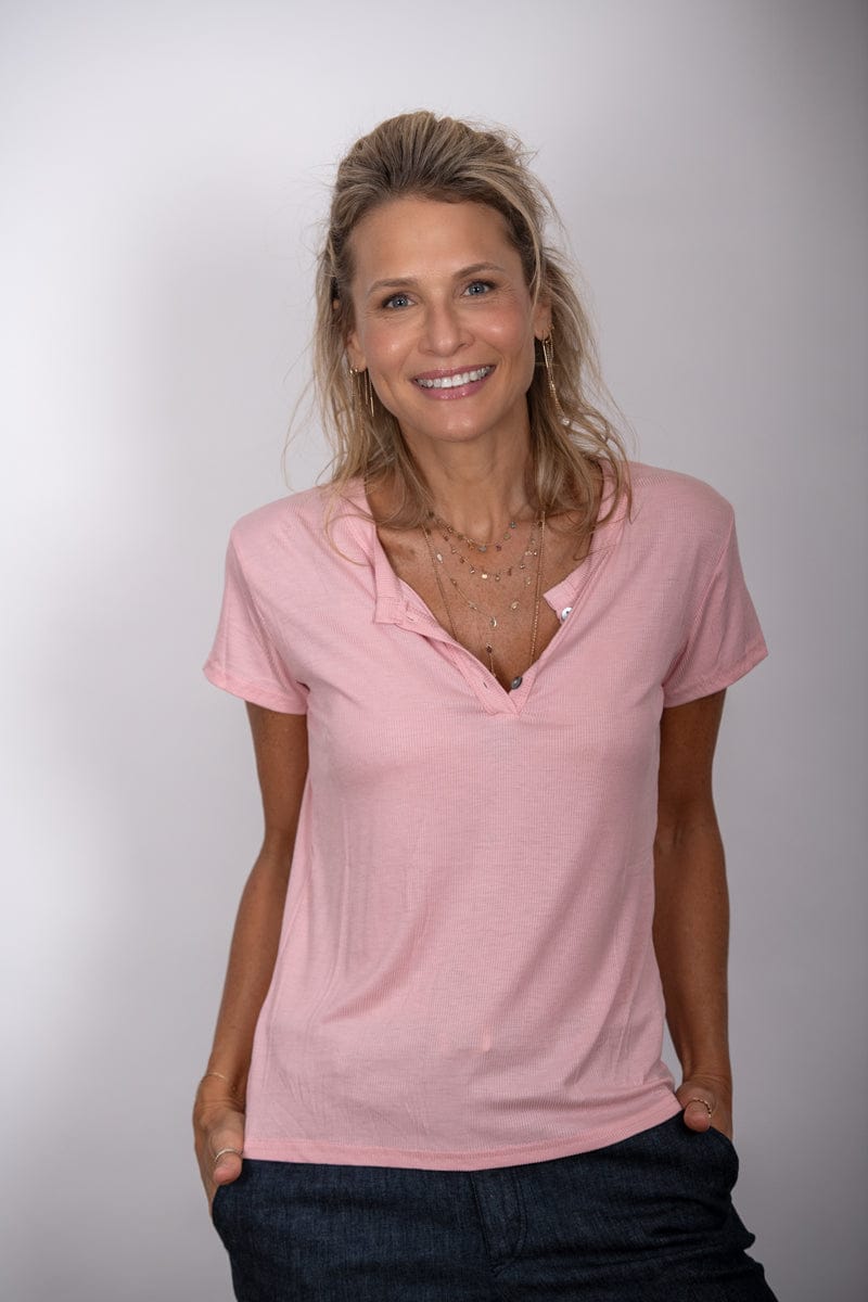 SISLEY חולצת כפתורים ורודה