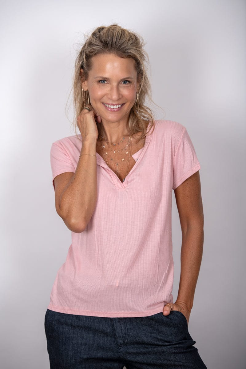 SISLEY חולצת כפתורים ורודה