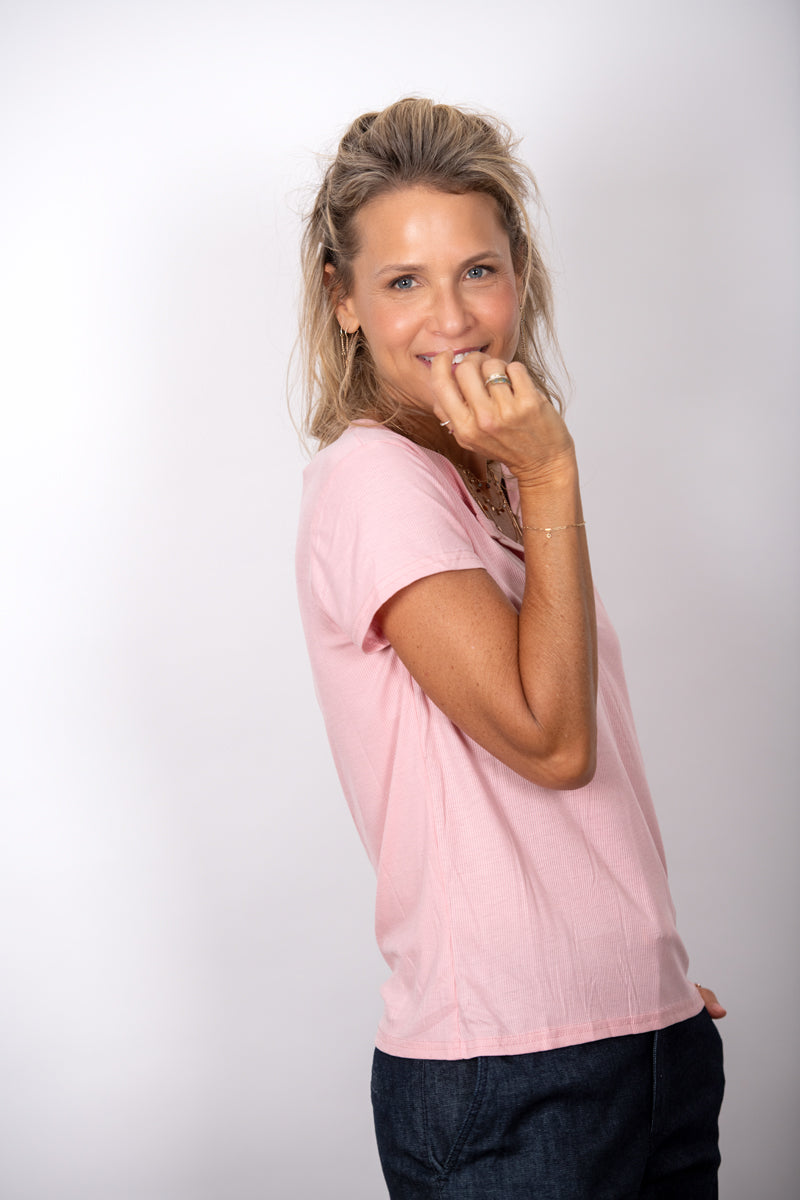 SISLEY חולצת כפתורים ורודה