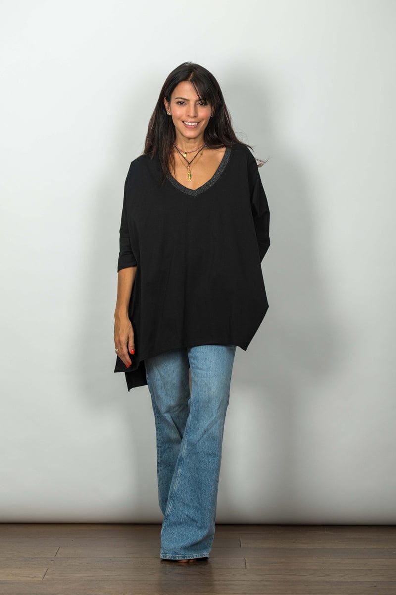 SHIN V חולצה שחורה אוברסייז