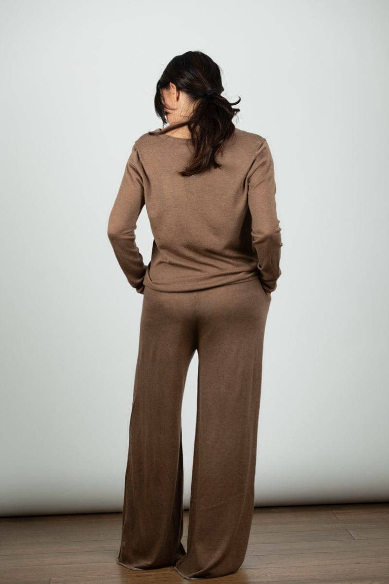 STILL מכנס סריג חום