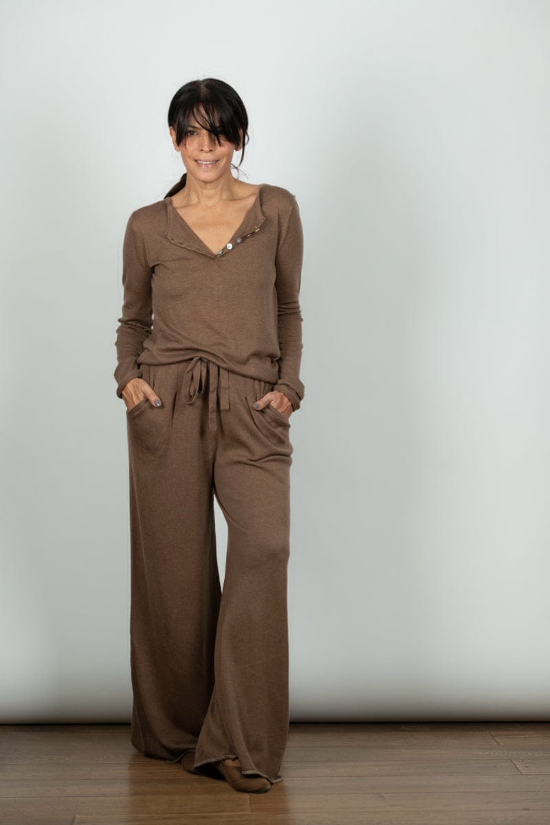 STILL מכנס סריג חום