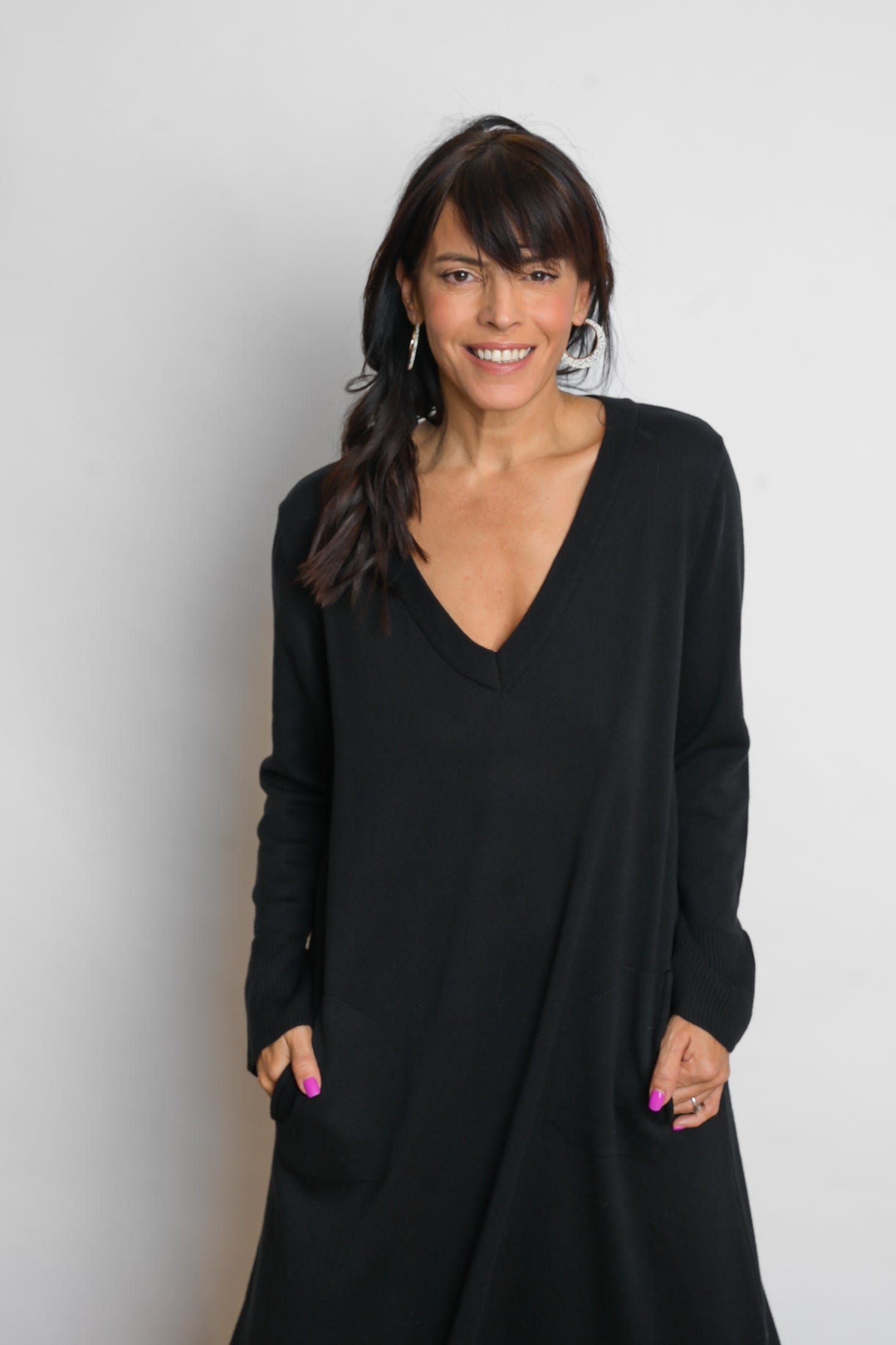 NIMOS  שמלת סריג שחורה ארוכה image 1