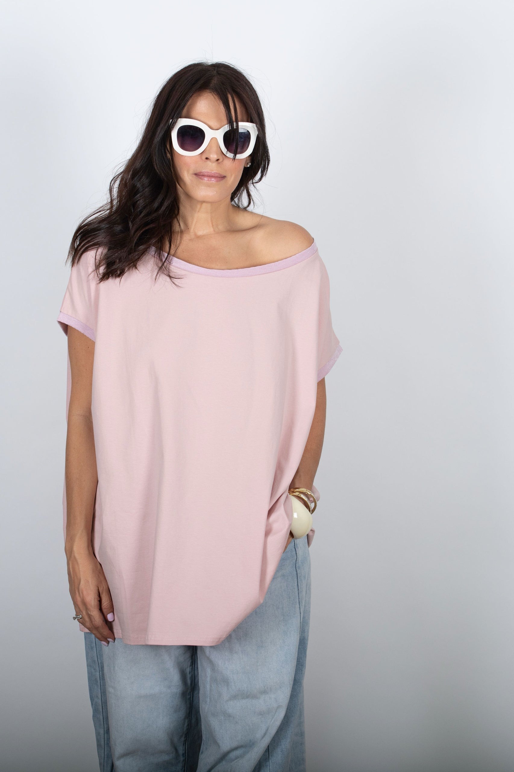 OFER חולצה ורודה אוברסייז image 6