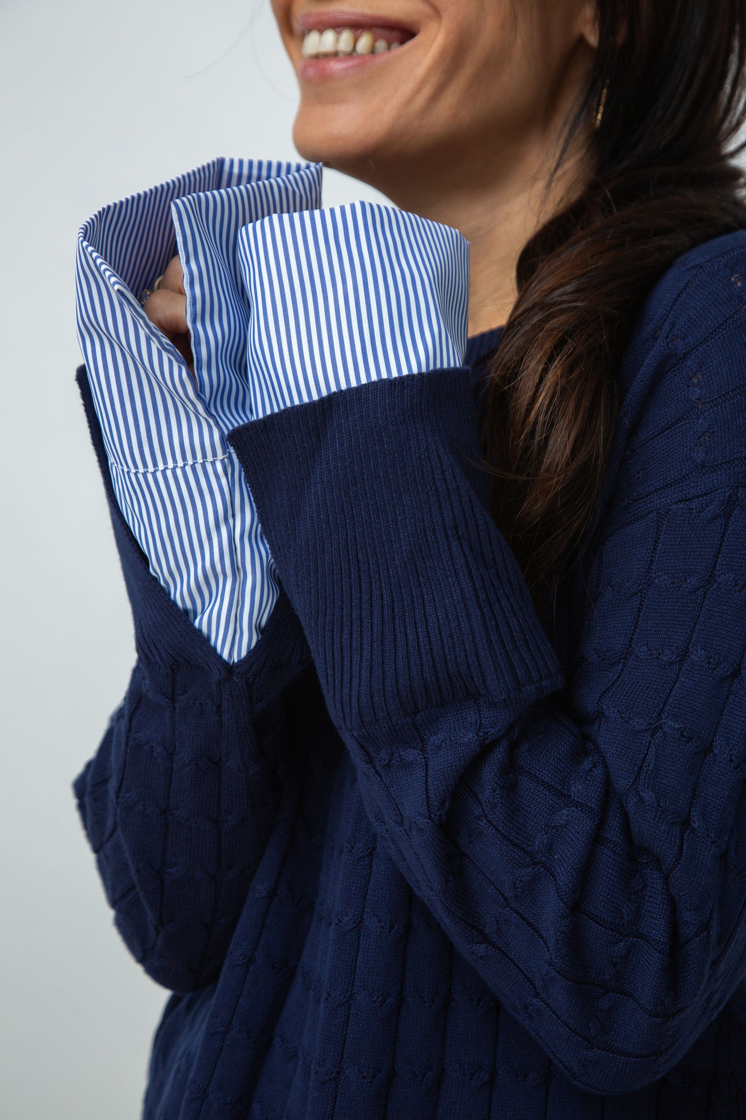 ST.MORITZ סריג צמות חולצה כחול image 7