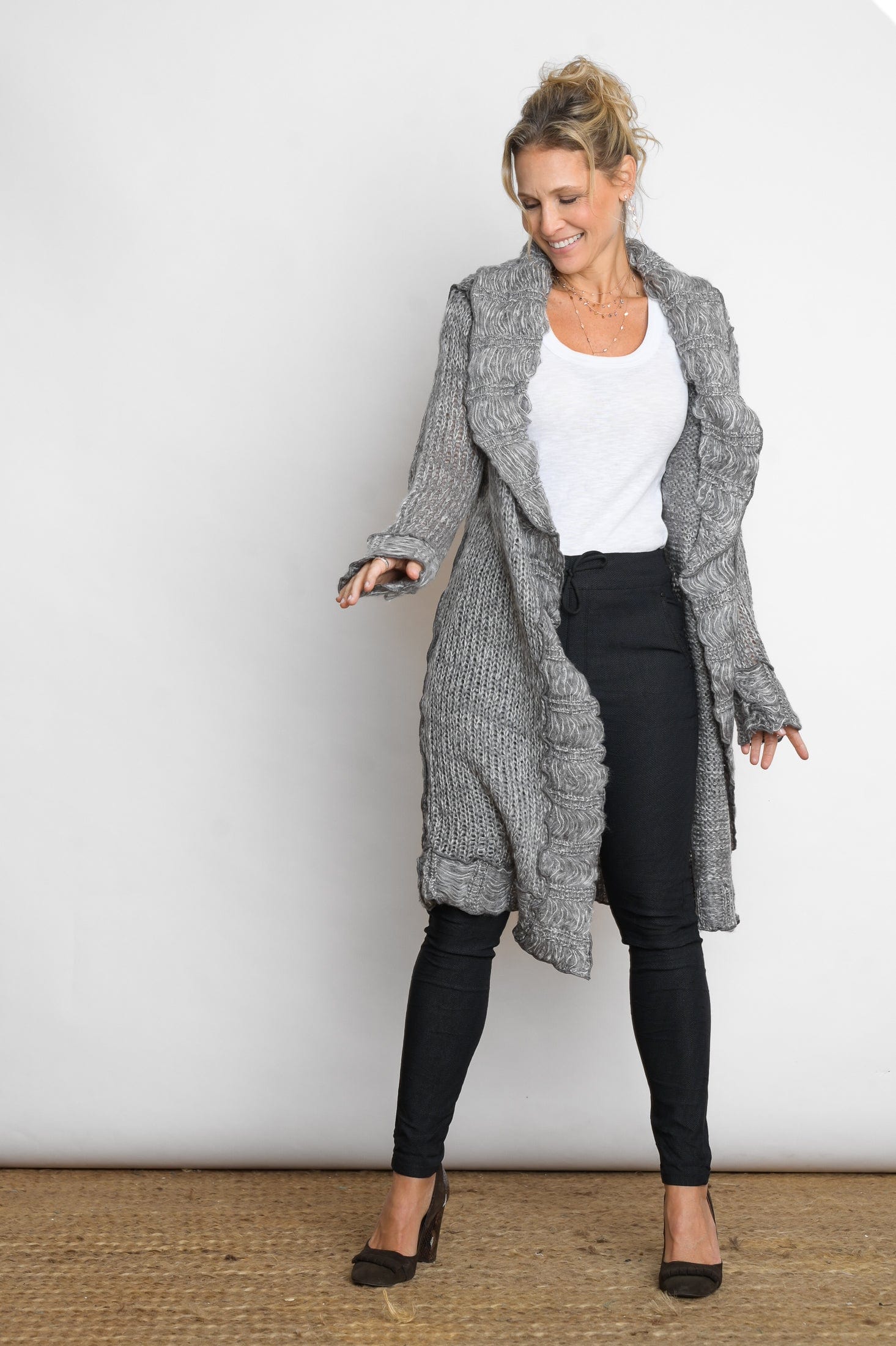 PAROS עליונית סרוגה אפור לבן image 4