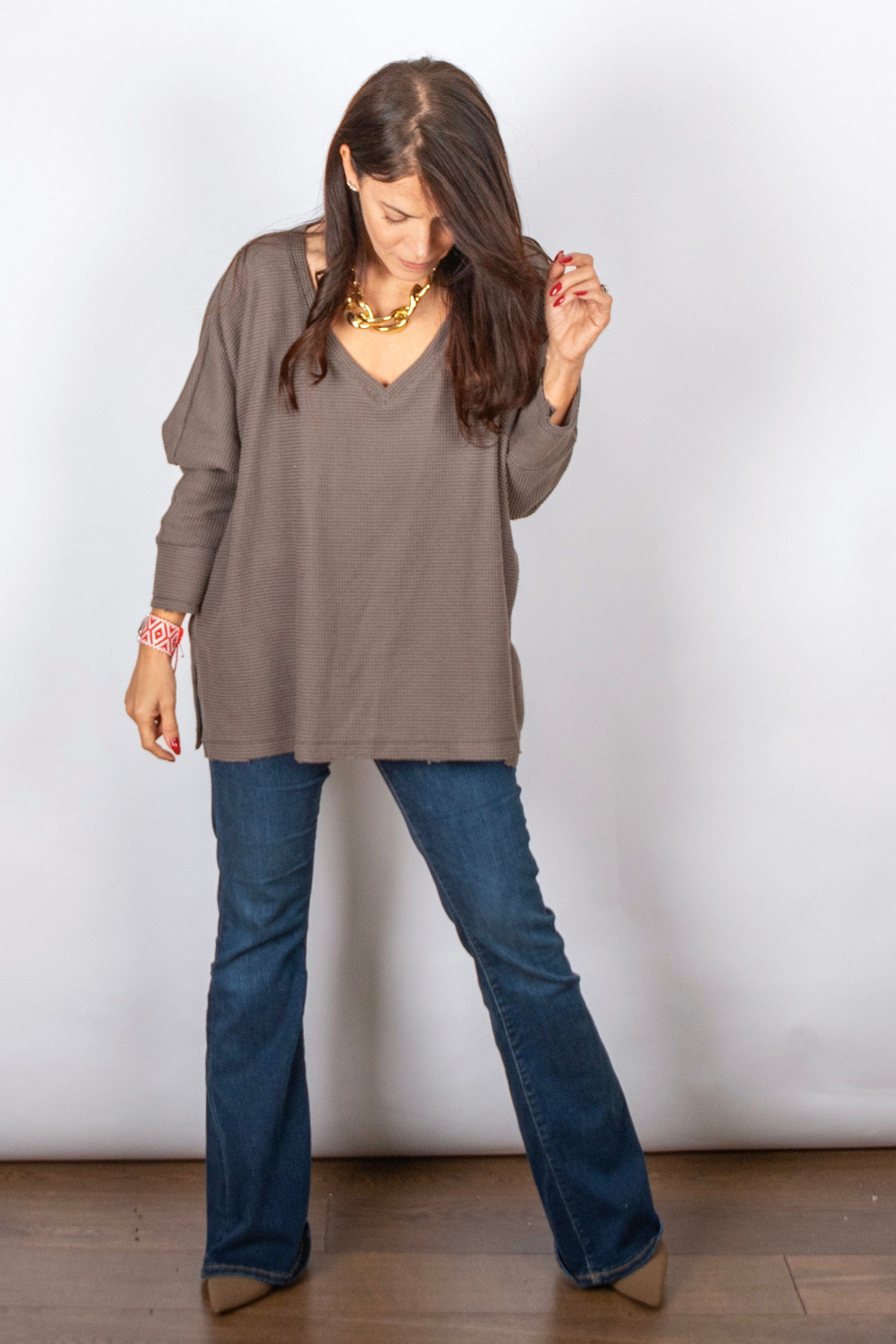 RIKI חולצת אוברסייז וופל image 12