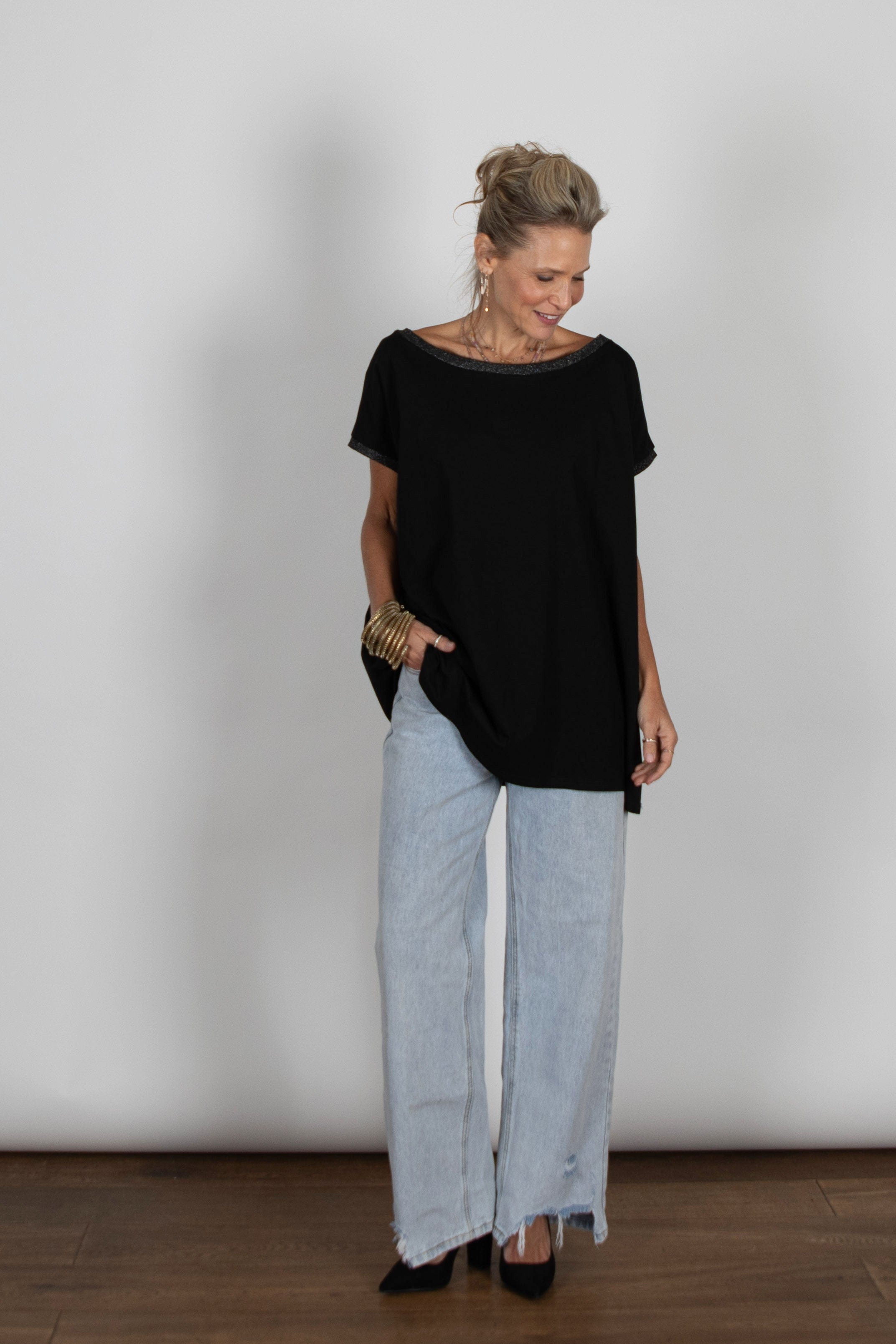 OFER חולצה שחורה אוברסייז image 3