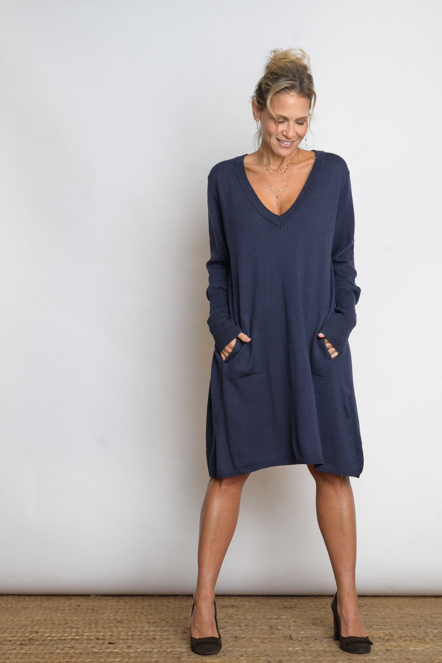 EVIA שמלת סריג מיני כחולה image 7