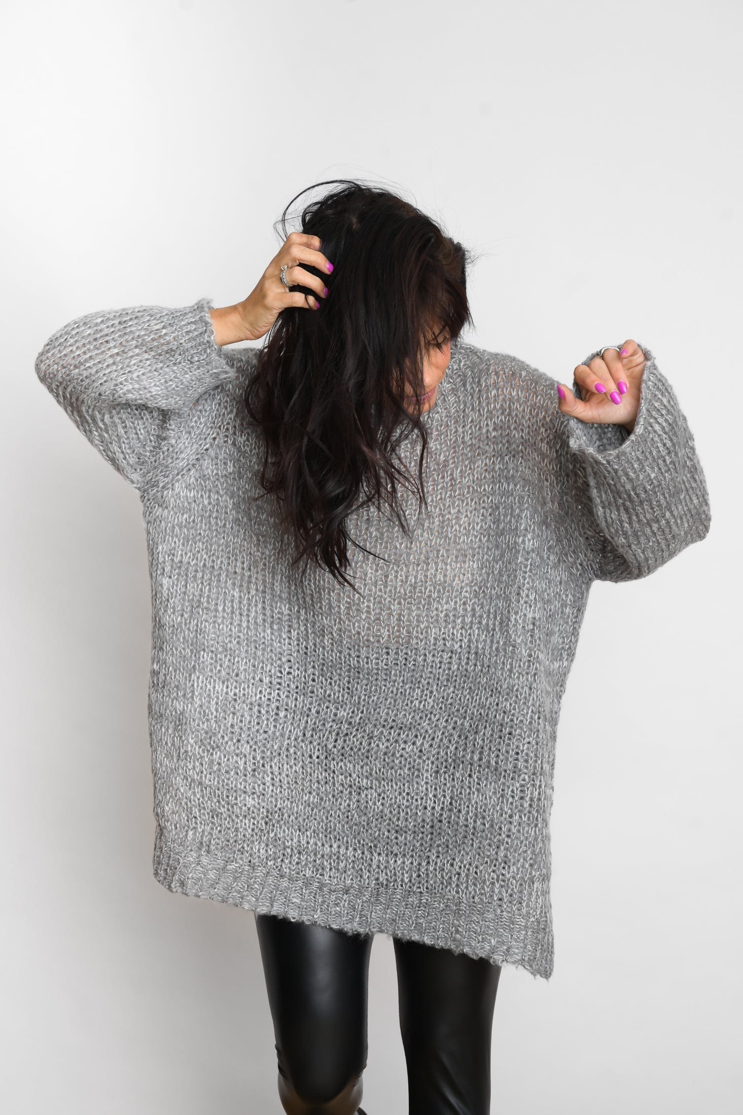 KEA  טוניקה סריג אוברסייז אפורכהה לבן image 5