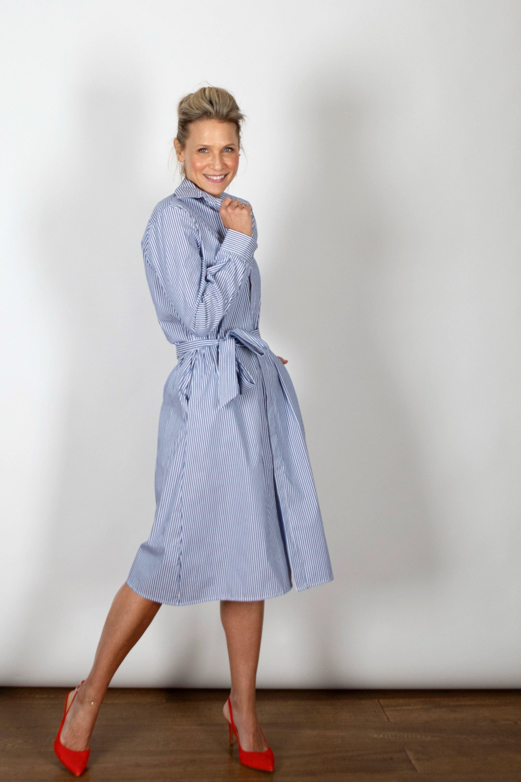 STRIP DRESS שמלה מידי פסים כחולה image 2