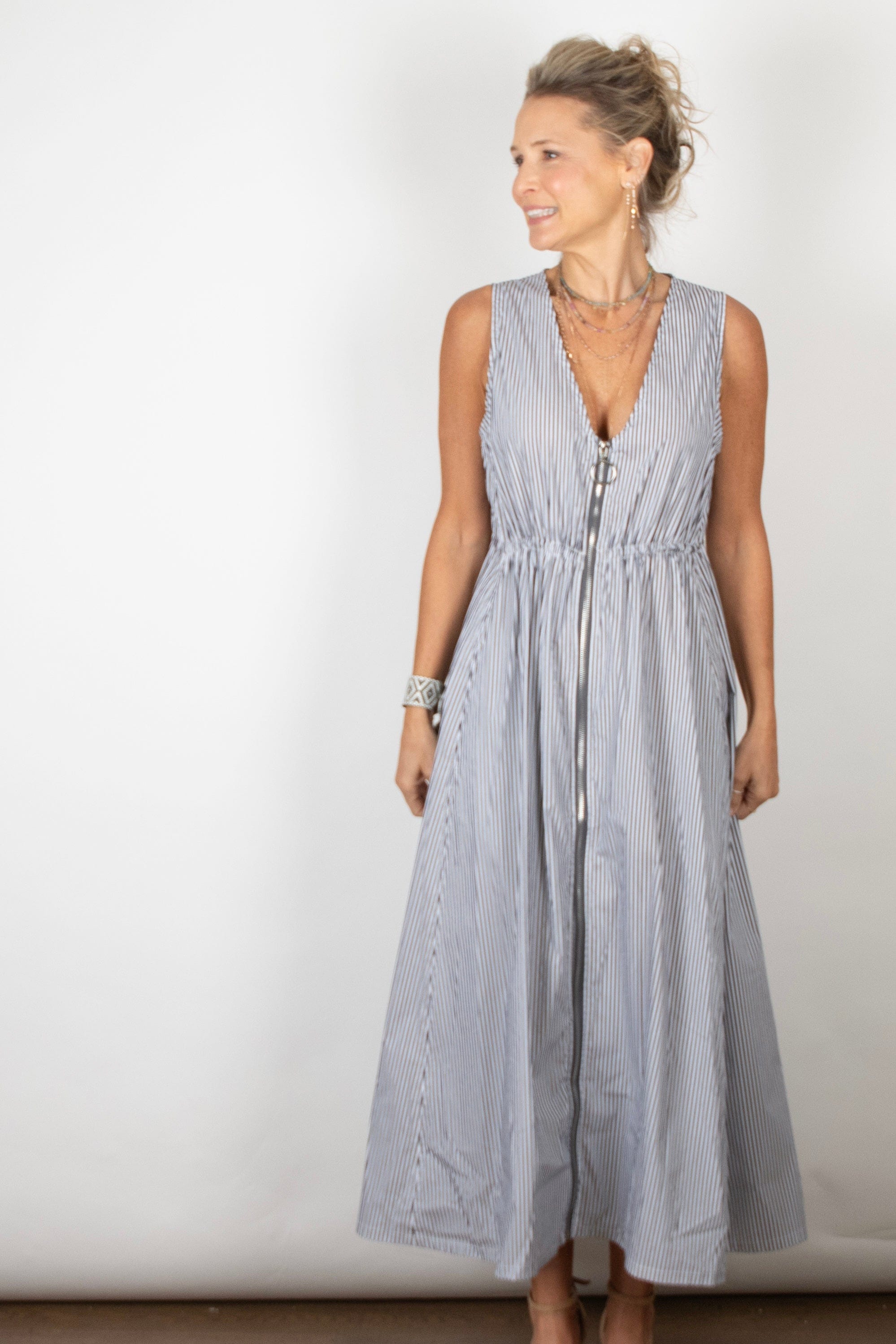 KELLY שמלה ריצ׳רצ שחור פסים image 0