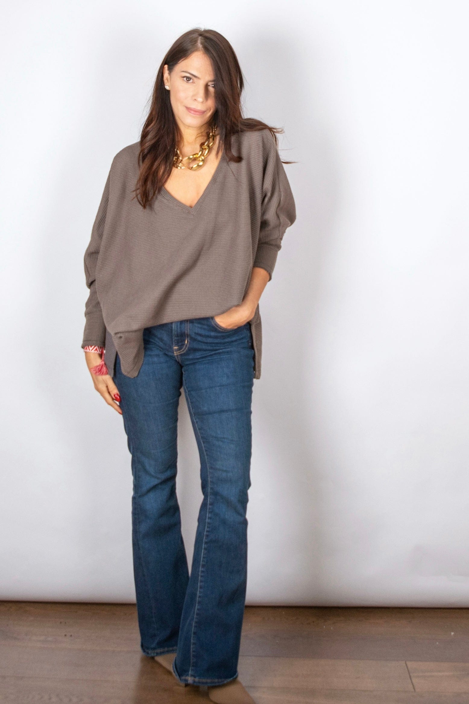 RIKI חולצת אוברסייז וופל image 7