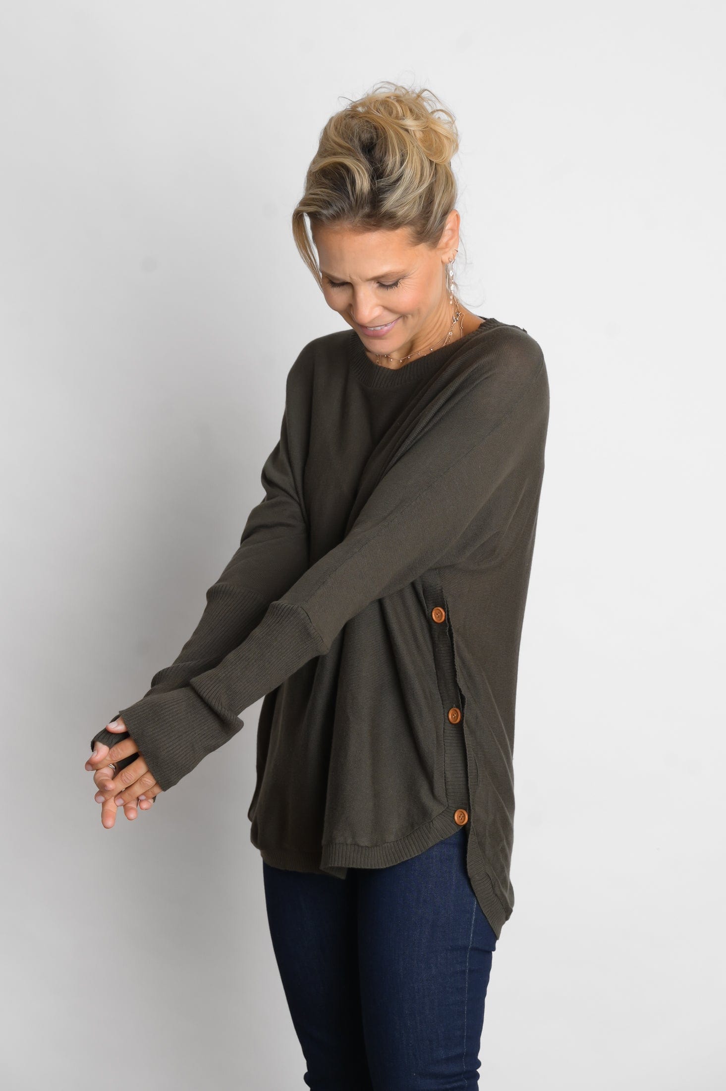 DIA סריג ירוק זית כפתורים image 5