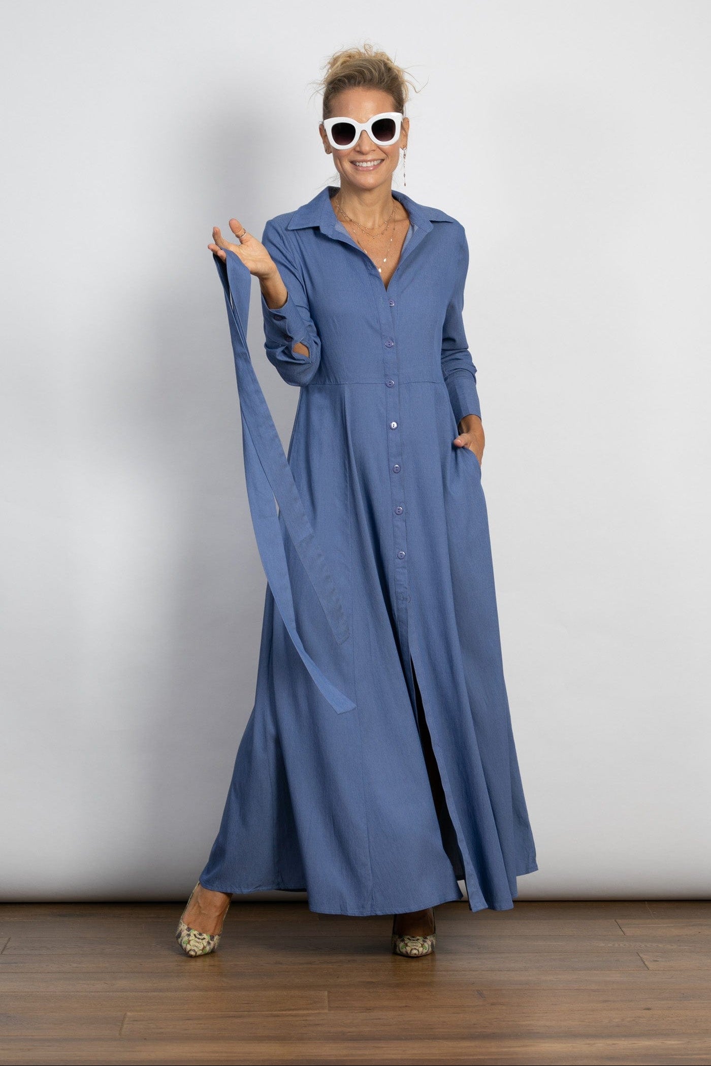 LIMA שמלה מקסי כפתורים image 13