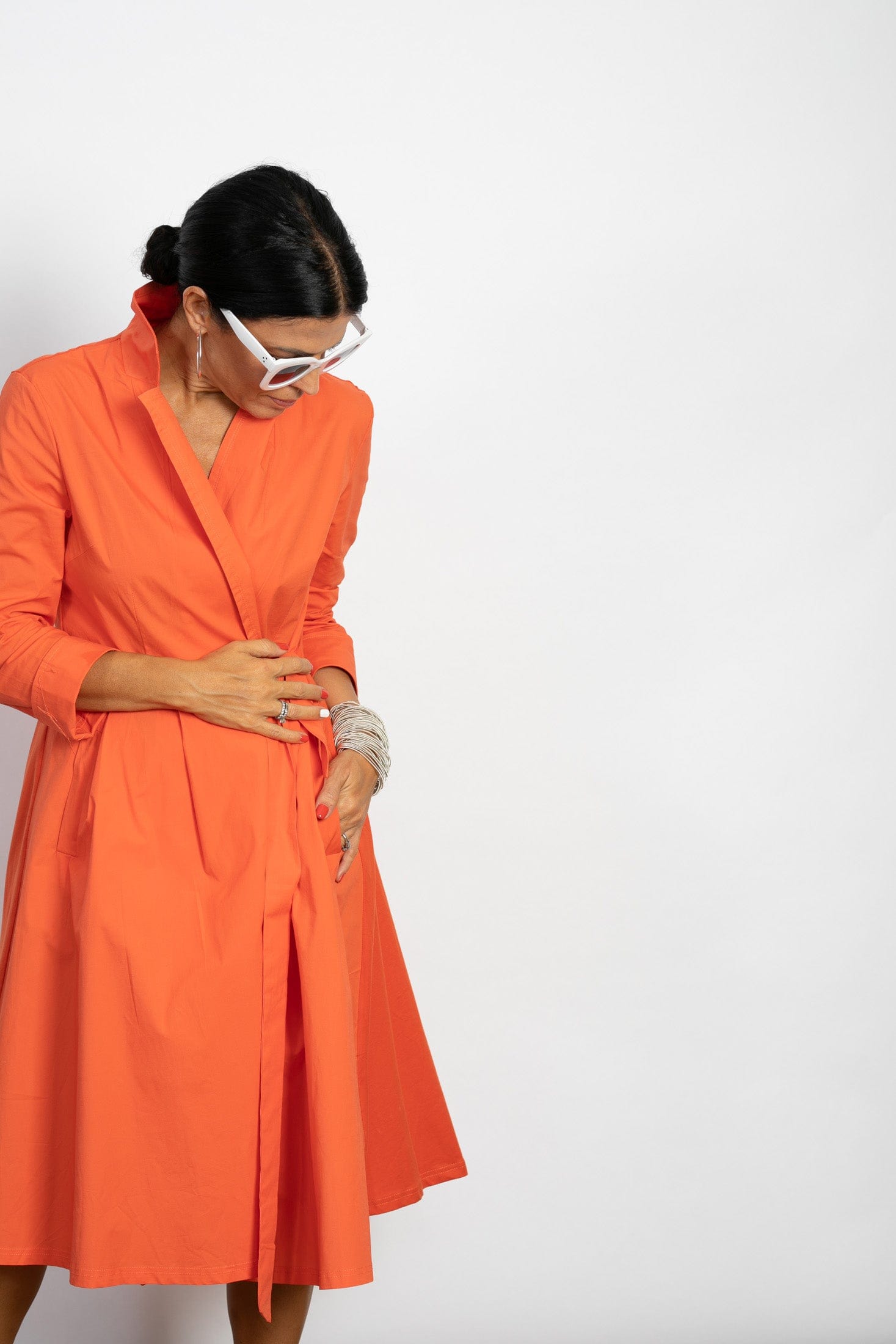 ATLAS  שמלת מעטפת כתומה image 7