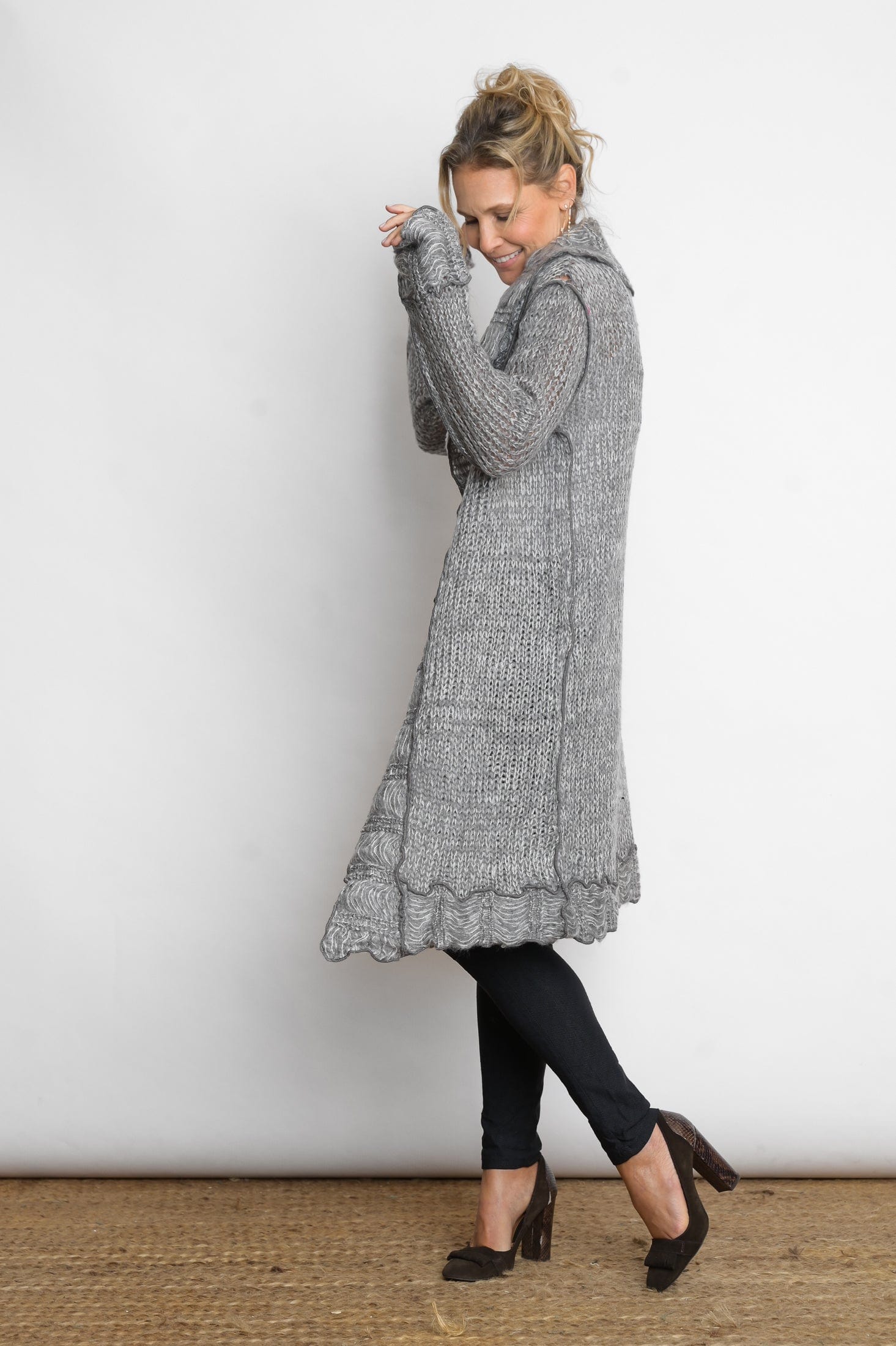 PAROS עליונית סרוגה אפור לבן image 3