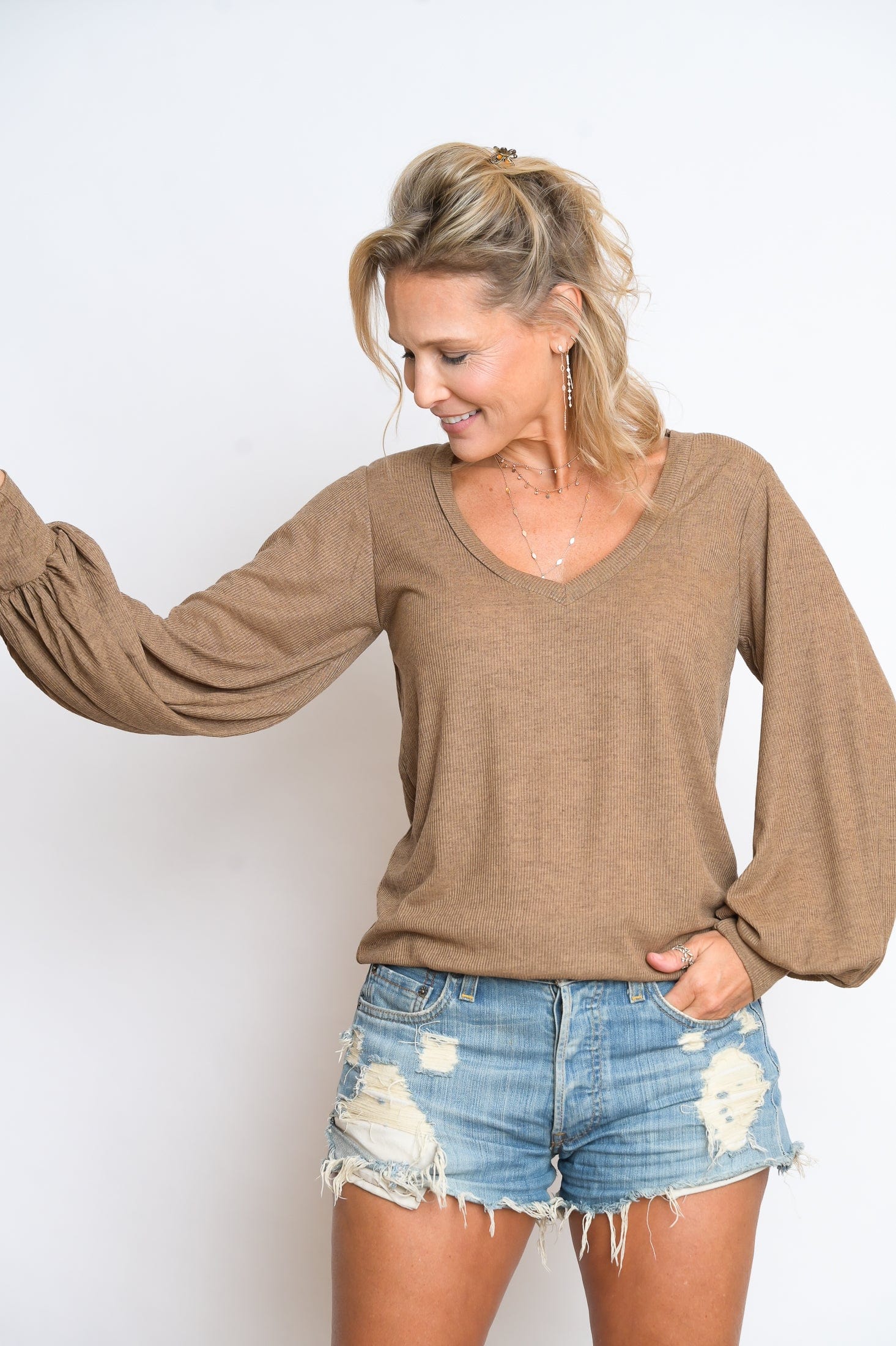 N SHIRT  חולצה חומה מעוצבת image 1