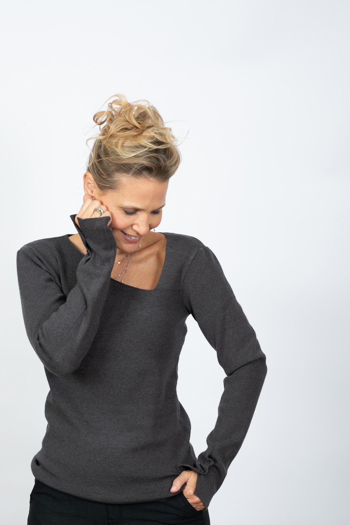 FRESSIA  סריג מעוצב אפור image 8