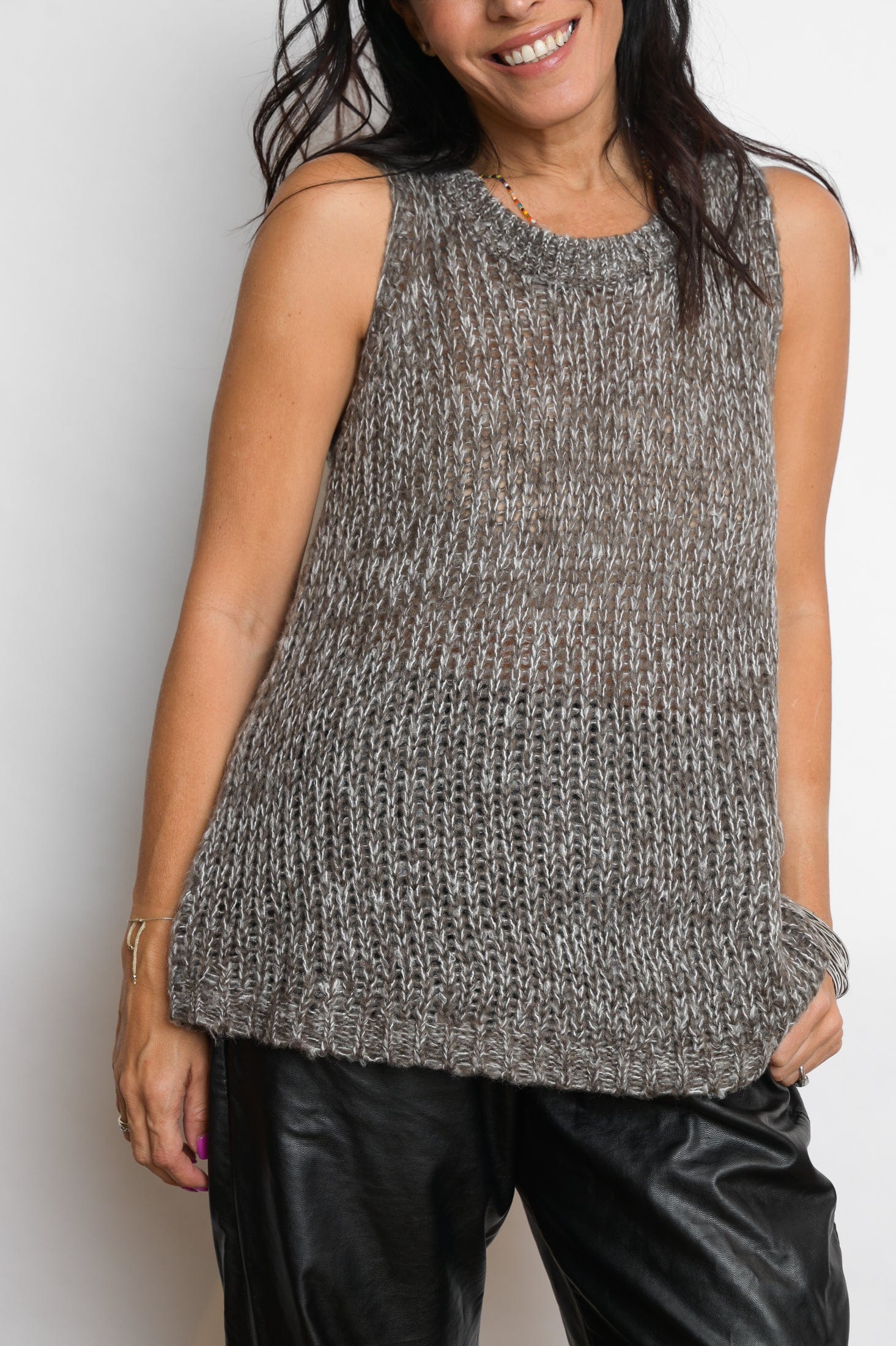 LOS  אפודה סריג מלאנז׳ image 6