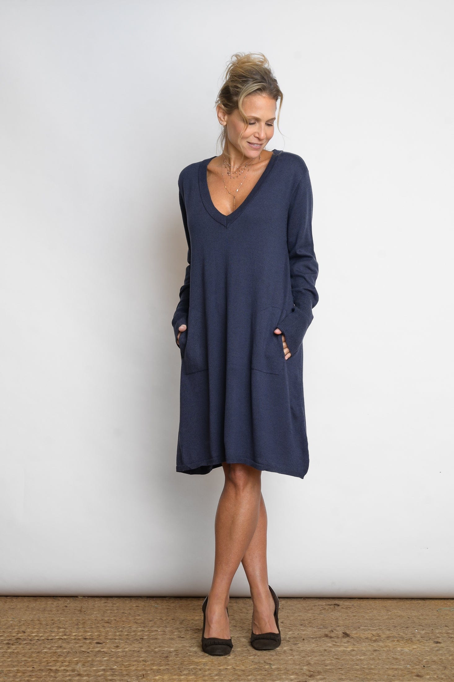 EVIA שמלת סריג מיני כחולה image 3