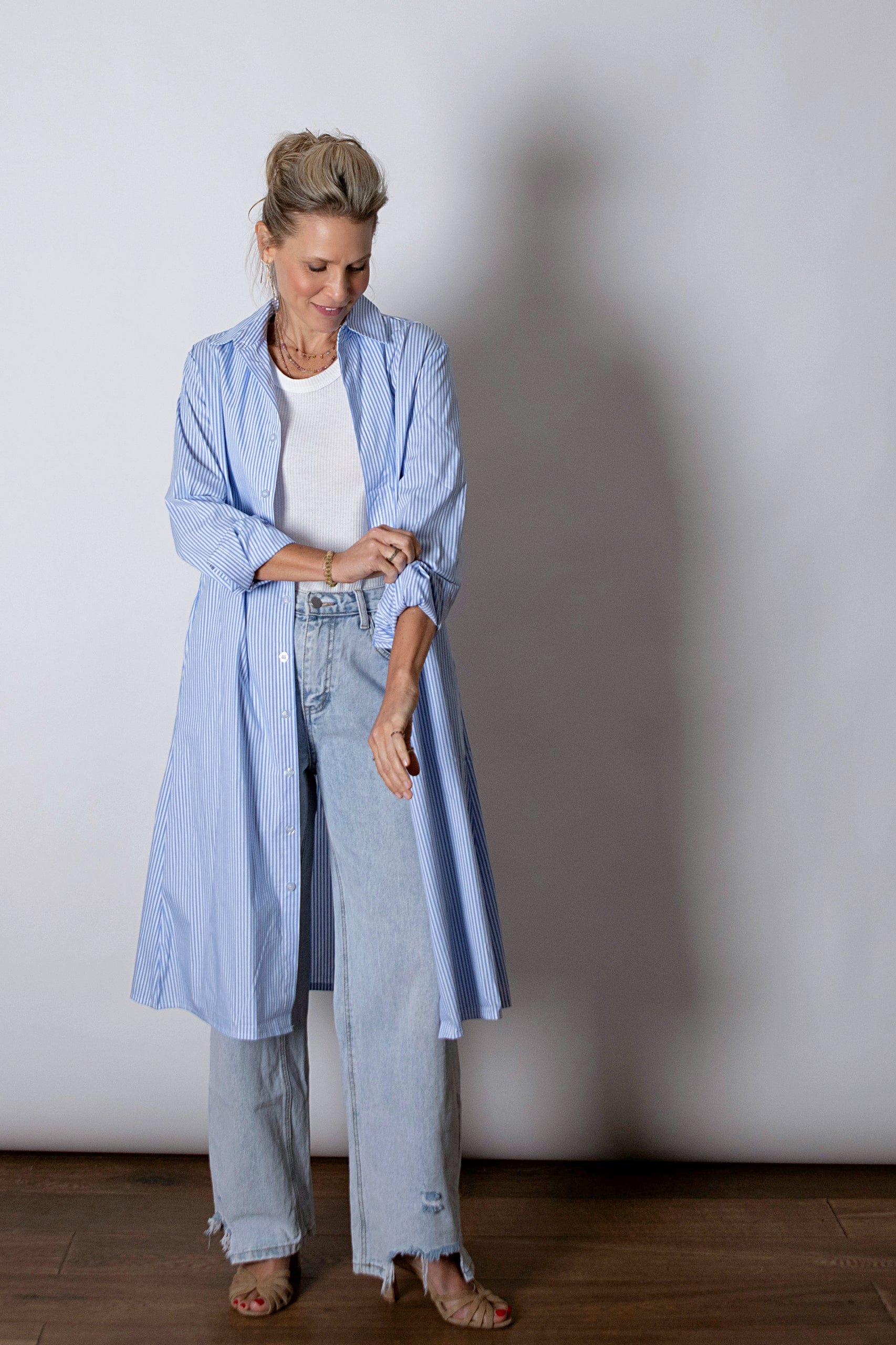 STRIP DRESS שמלה מידי פסים תכלת image 15