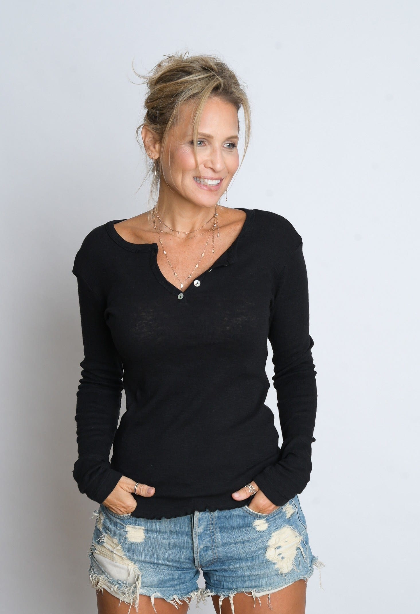 G SHIRT חולצת כפתורים שחורה image 0