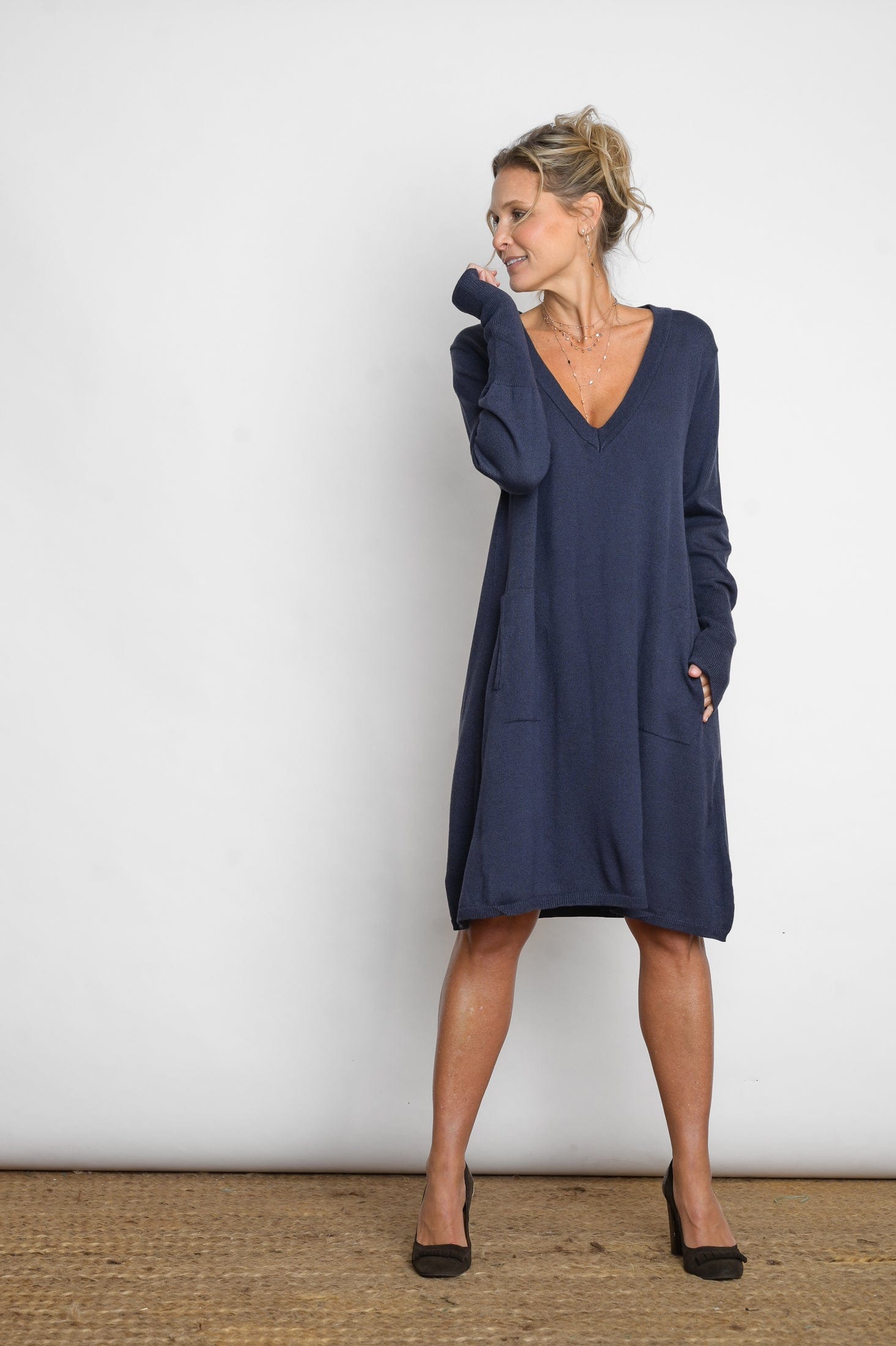 EVIA שמלת סריג מיני כחולה image 2