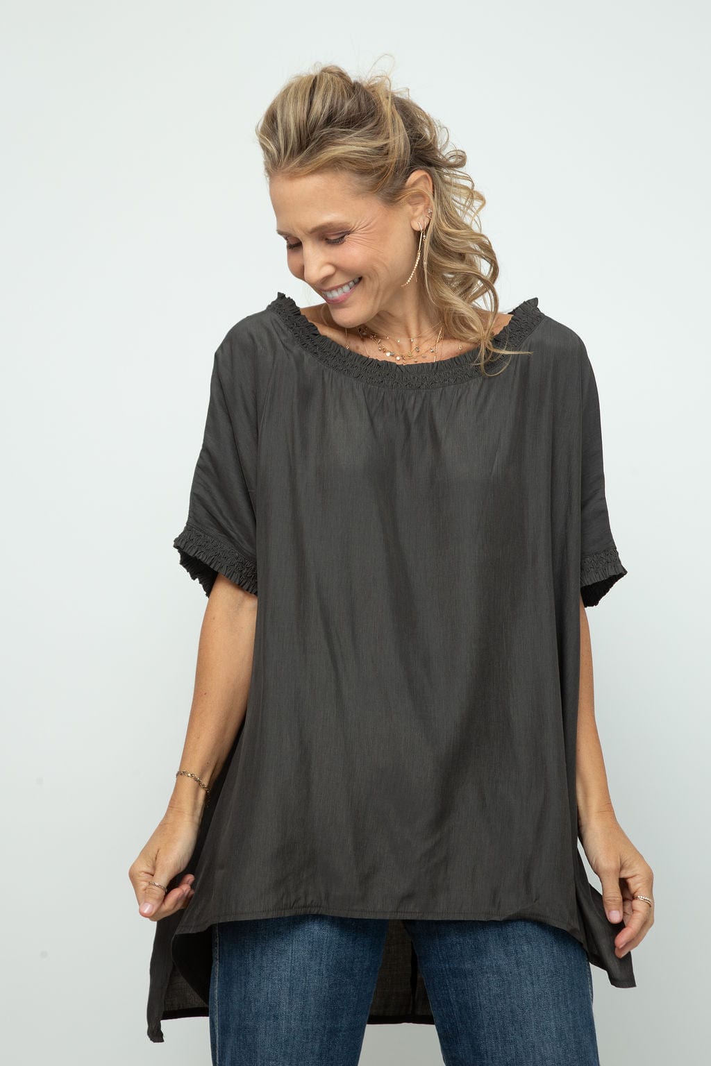 ATE NEW חולצת אוברסייז אפור זית image 0