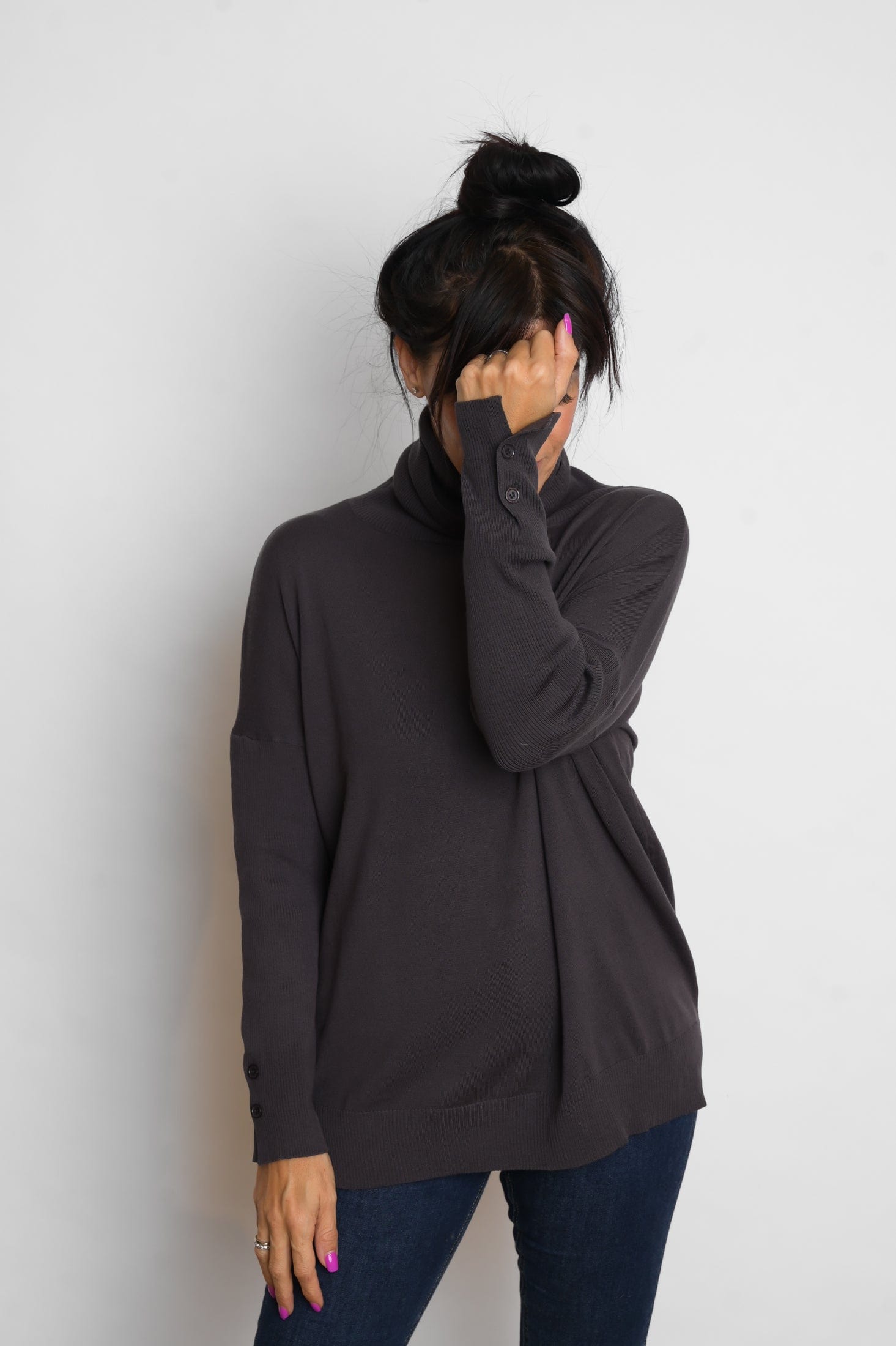 ALIMIA  סריג גולף אפור כהה image 1