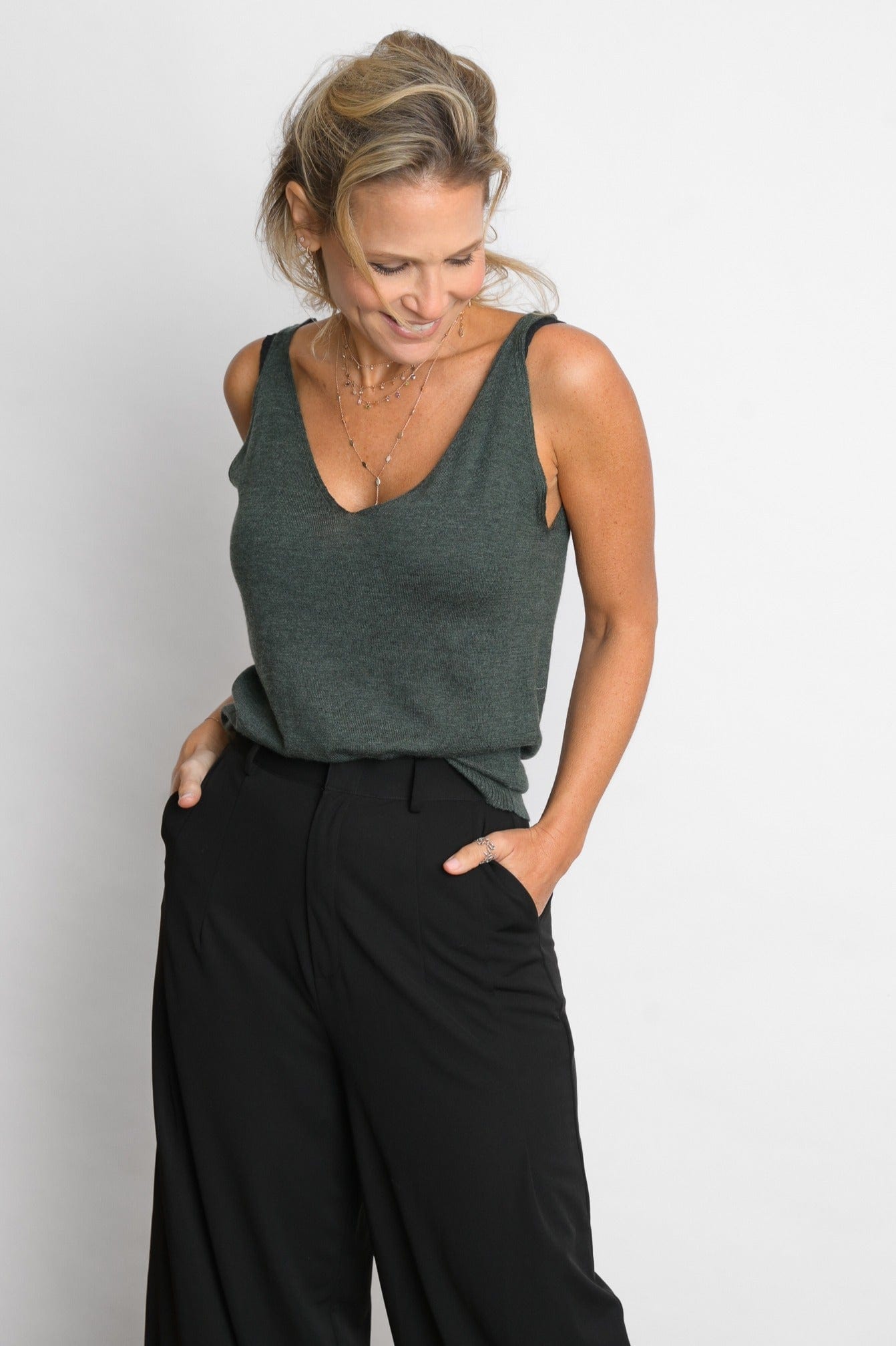 LEMNOS גופיית סריג ירוק image 0