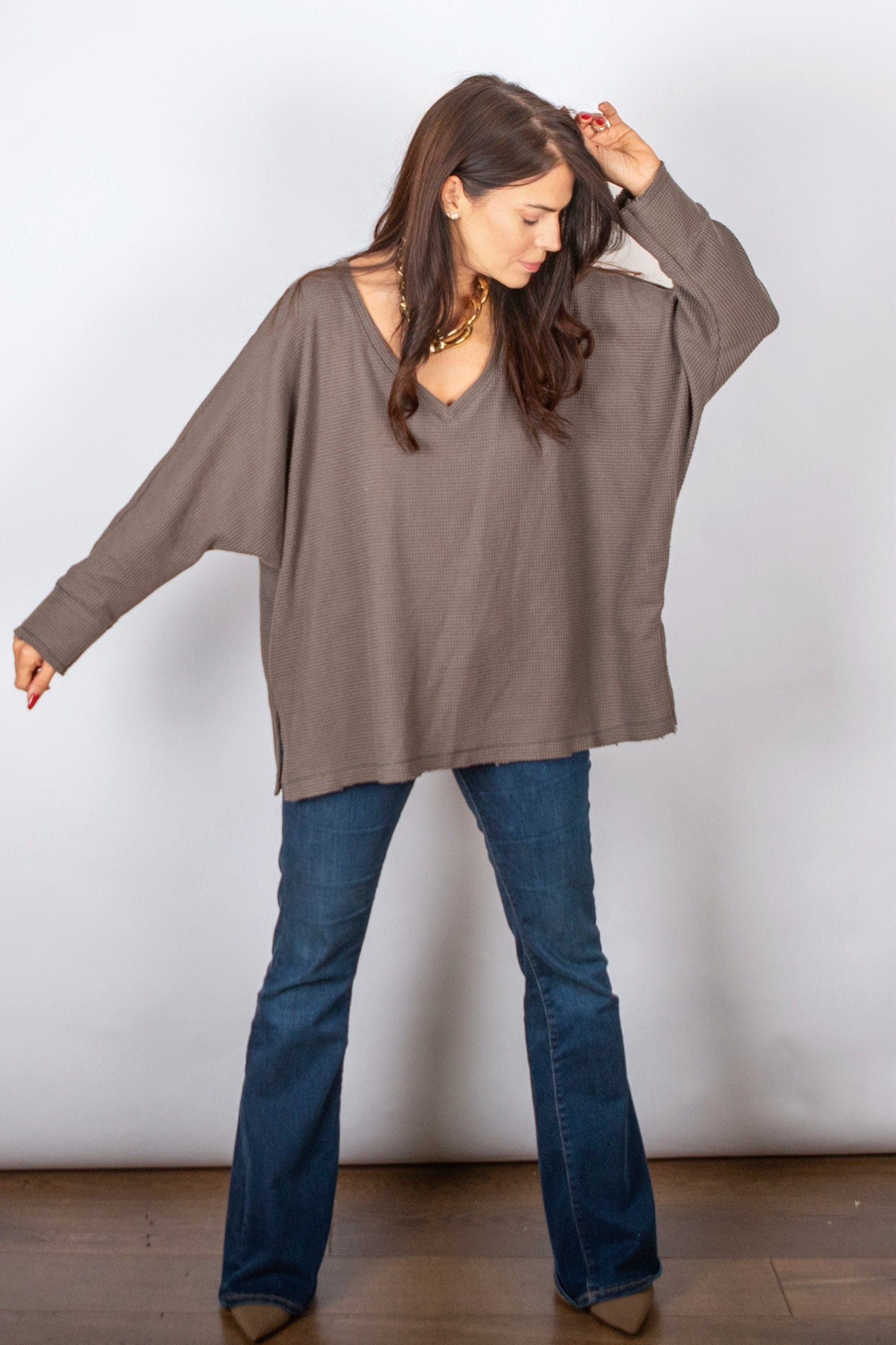 RIKI חולצת אוברסייז וופל image 9