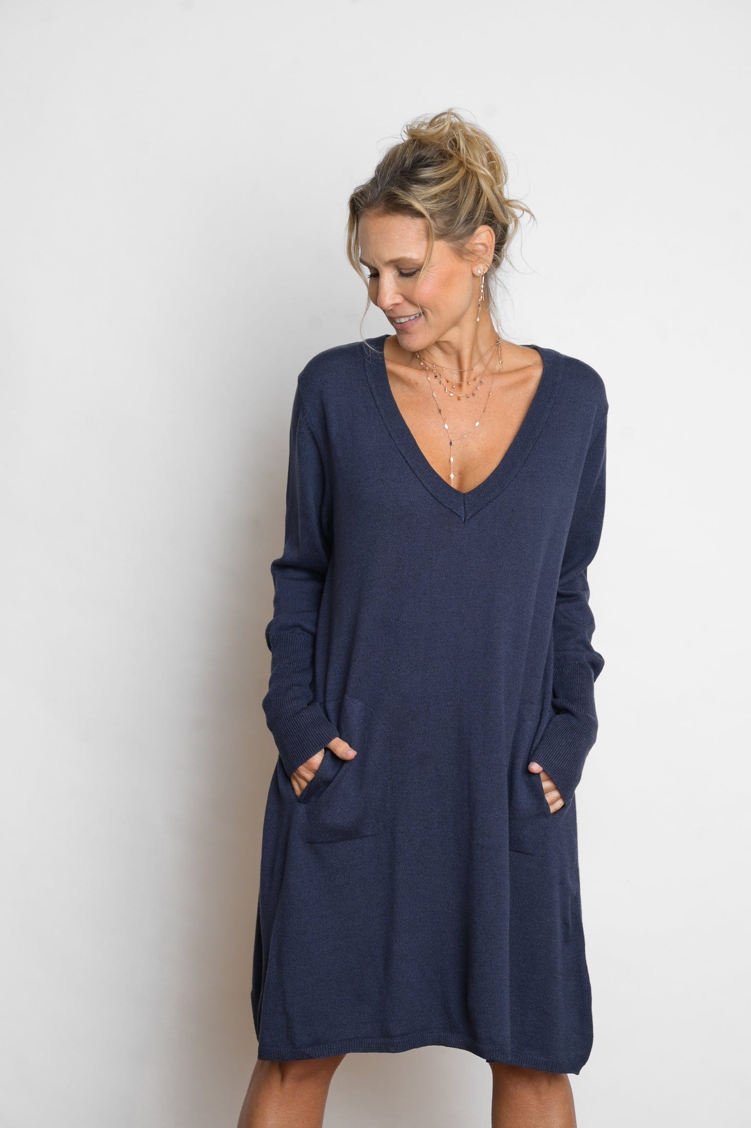 EVIA שמלת סריג מיני כחולה image 4