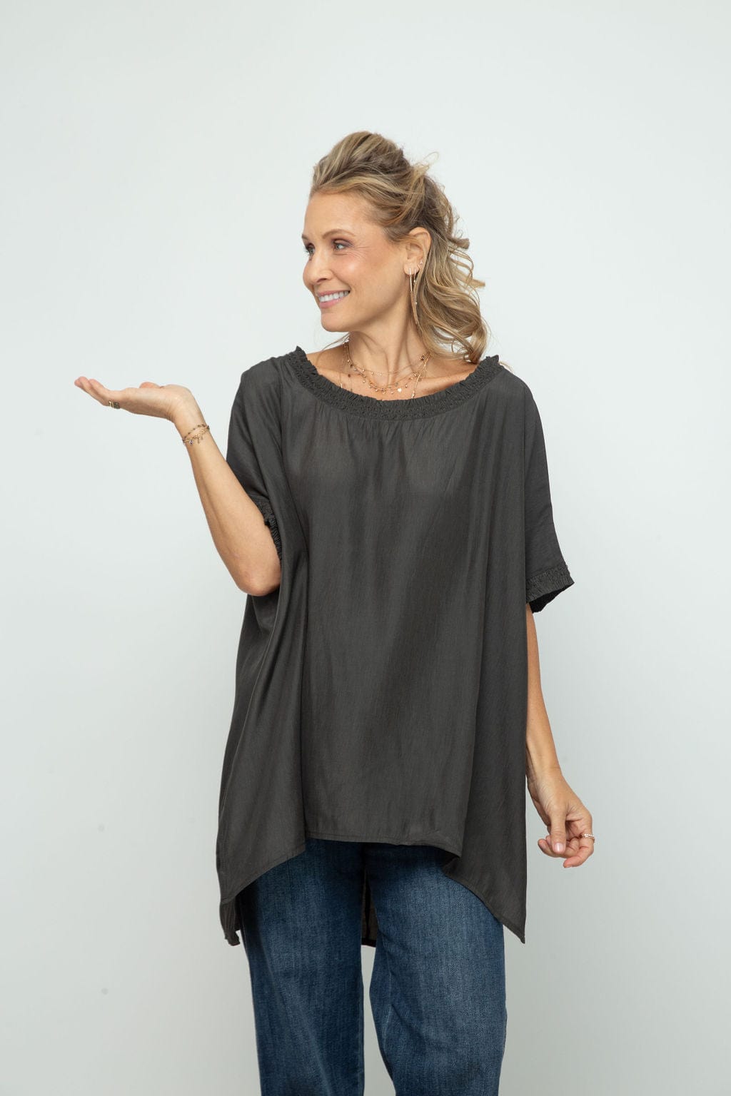 ATE NEW חולצת אוברסייז אפור זית image 1