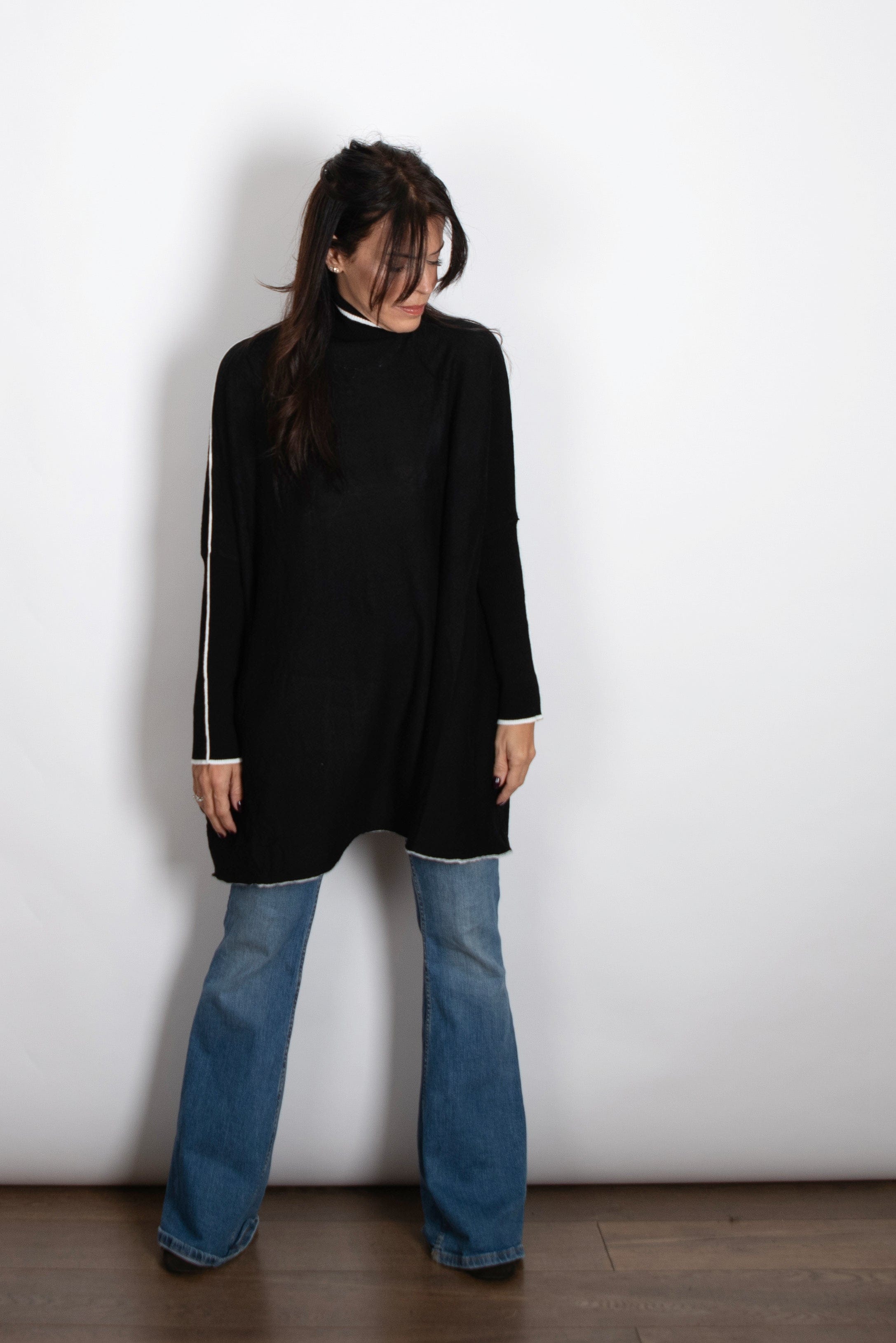 CHER סריג גולף אוברסייז שחור image 3