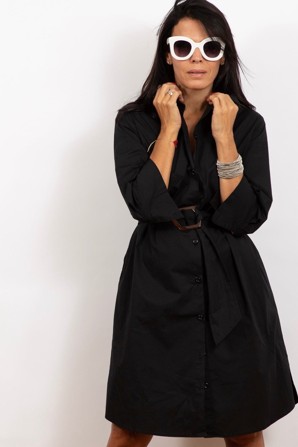 D DRESS שמלה שחורה עם חגורה image 11