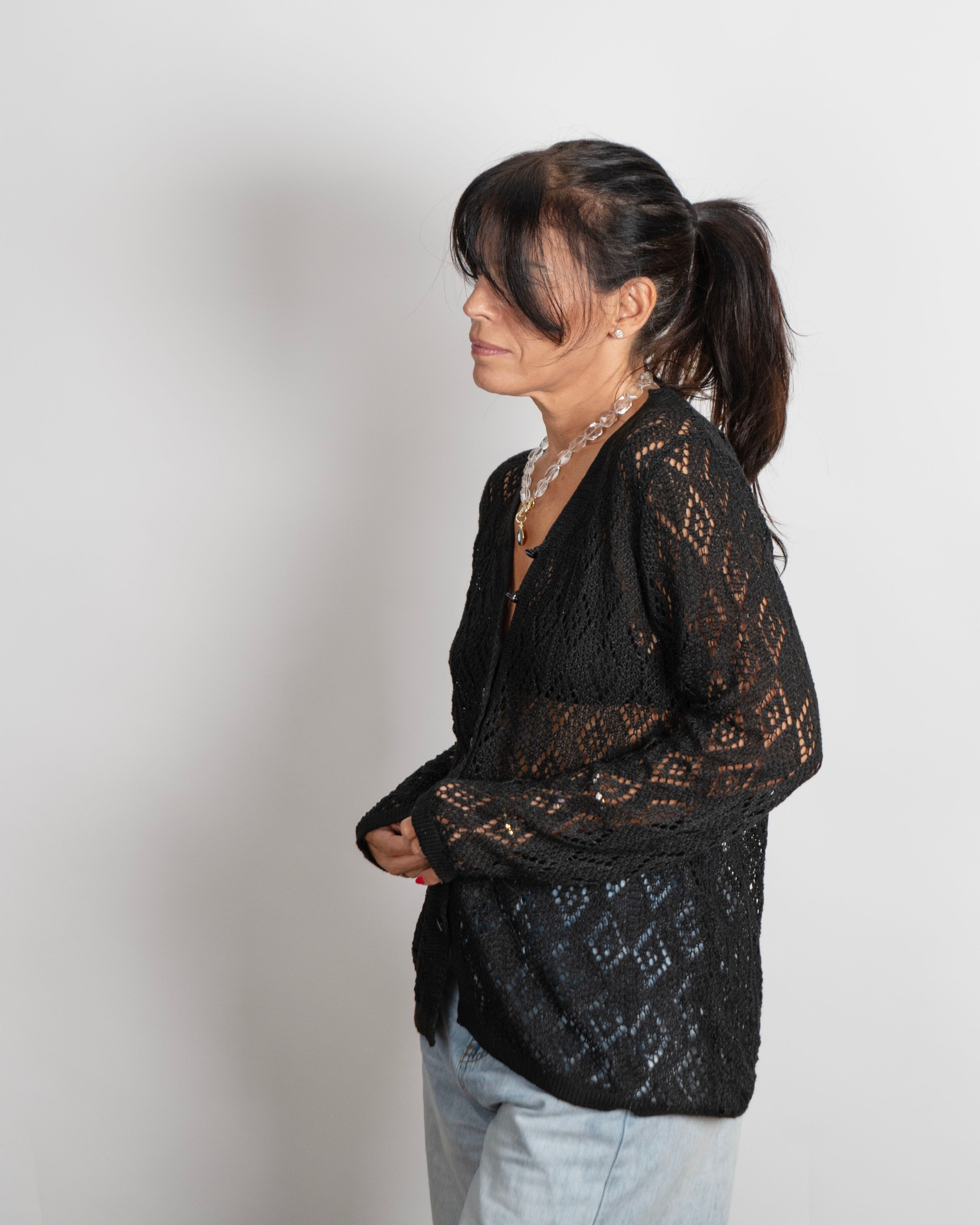 CELINE  עליונית סריג חורים שחור image 2