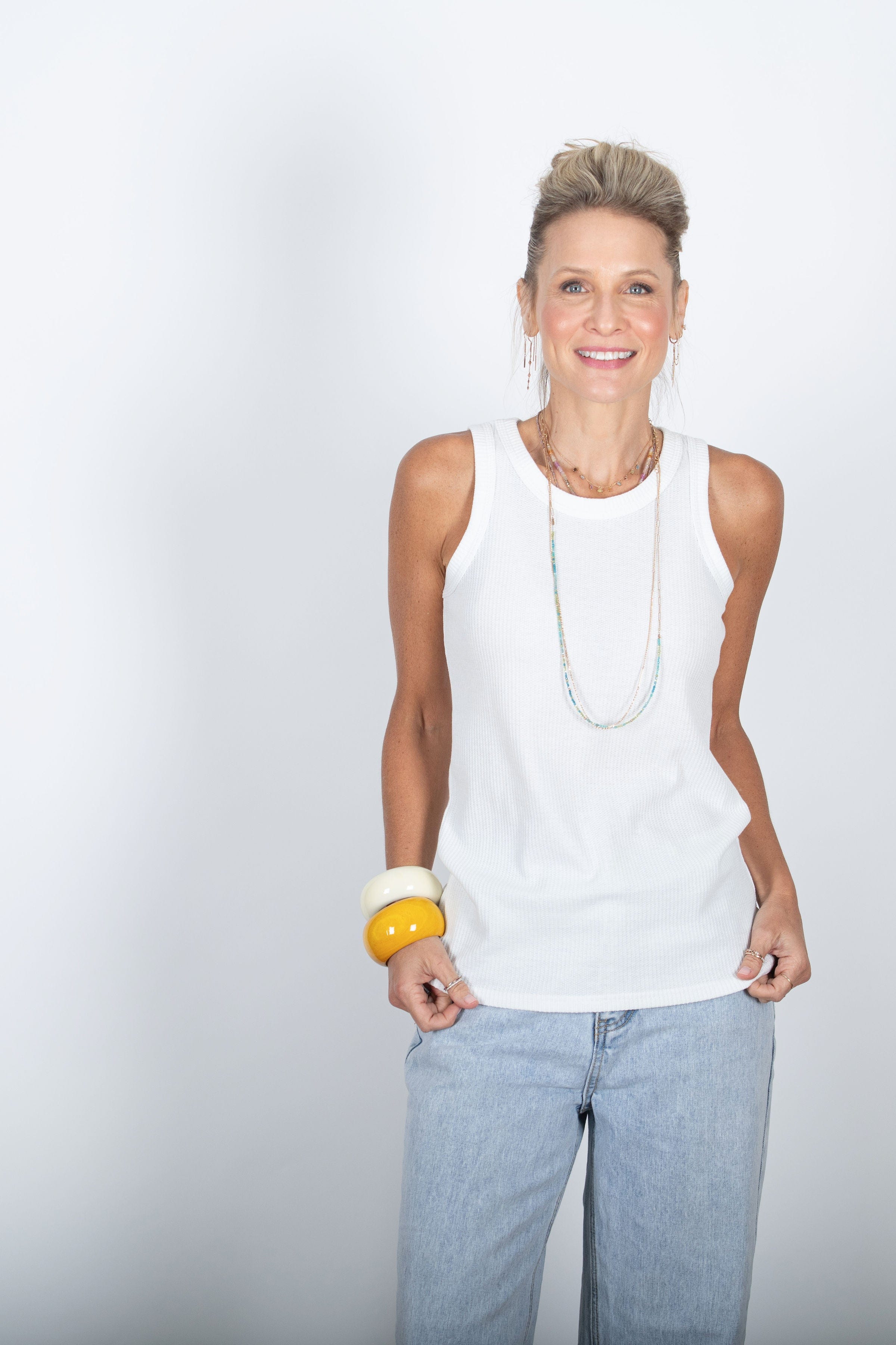 ROIE גופיית סבא לבנה וופל image 5