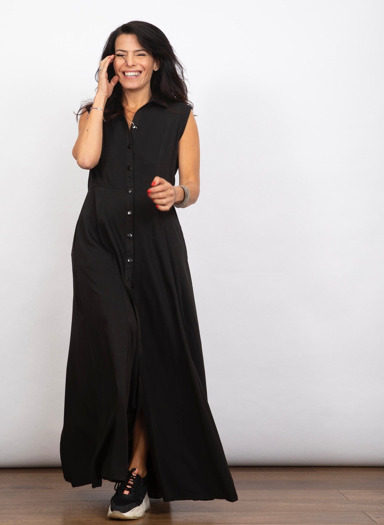 LIMA שמלה שחורה מקסי כפתורים image 0