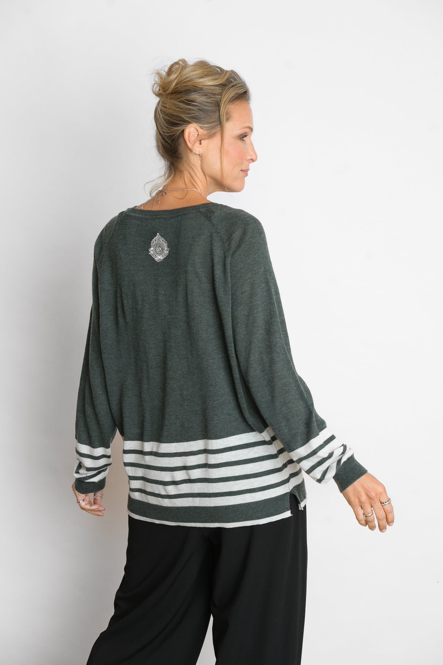 ARKI סריג פסים ירוק לבן image 4