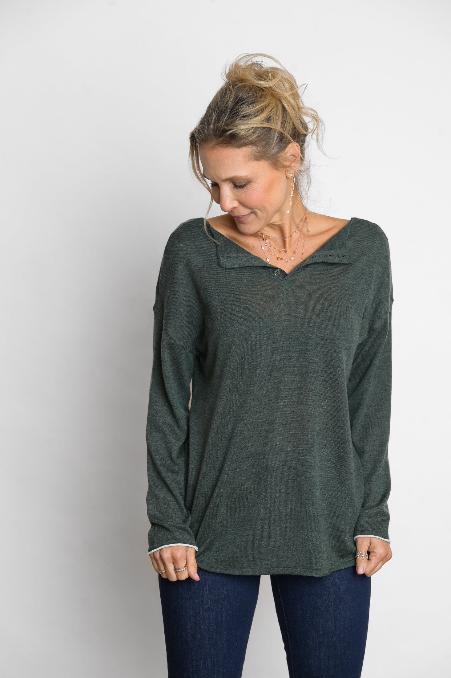 TILOS סריג כפתורים ירוק image 10