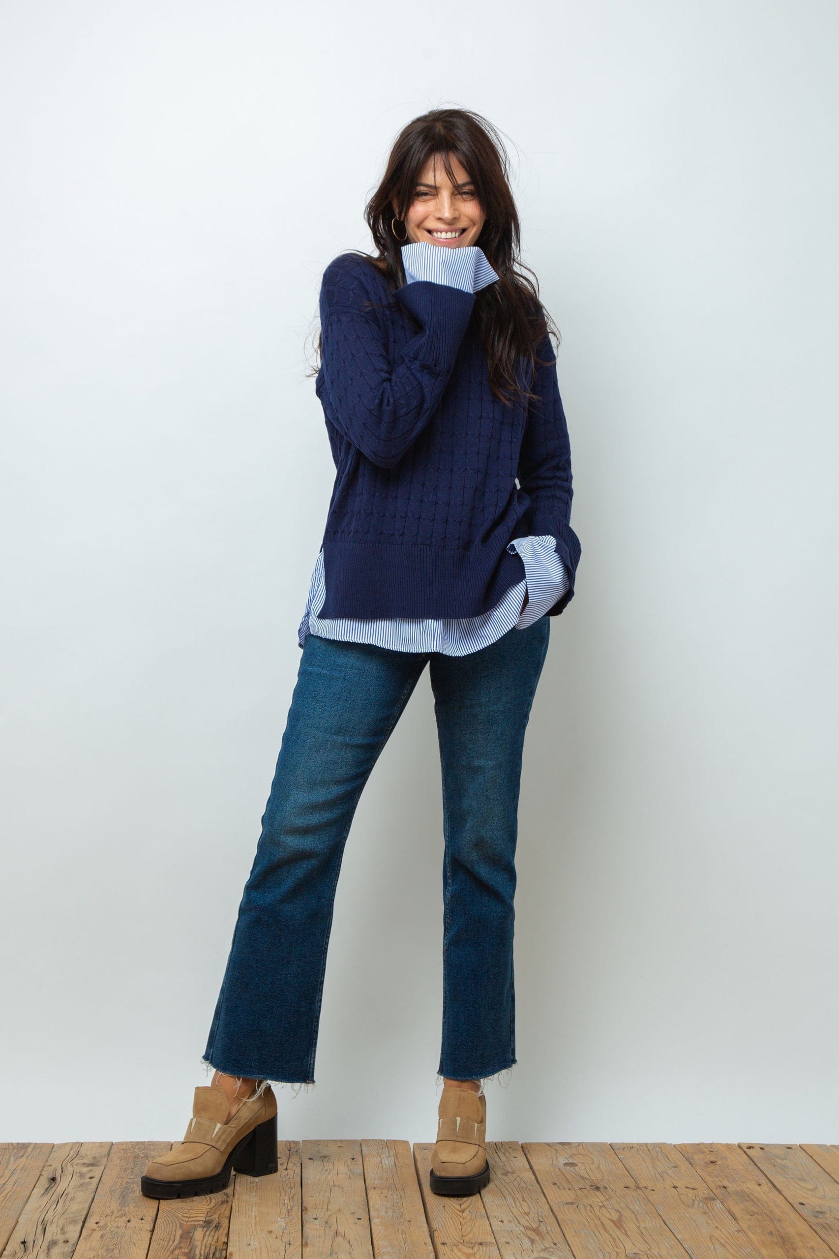 ST.MORITZ סריג צמות חולצה כחול image 2