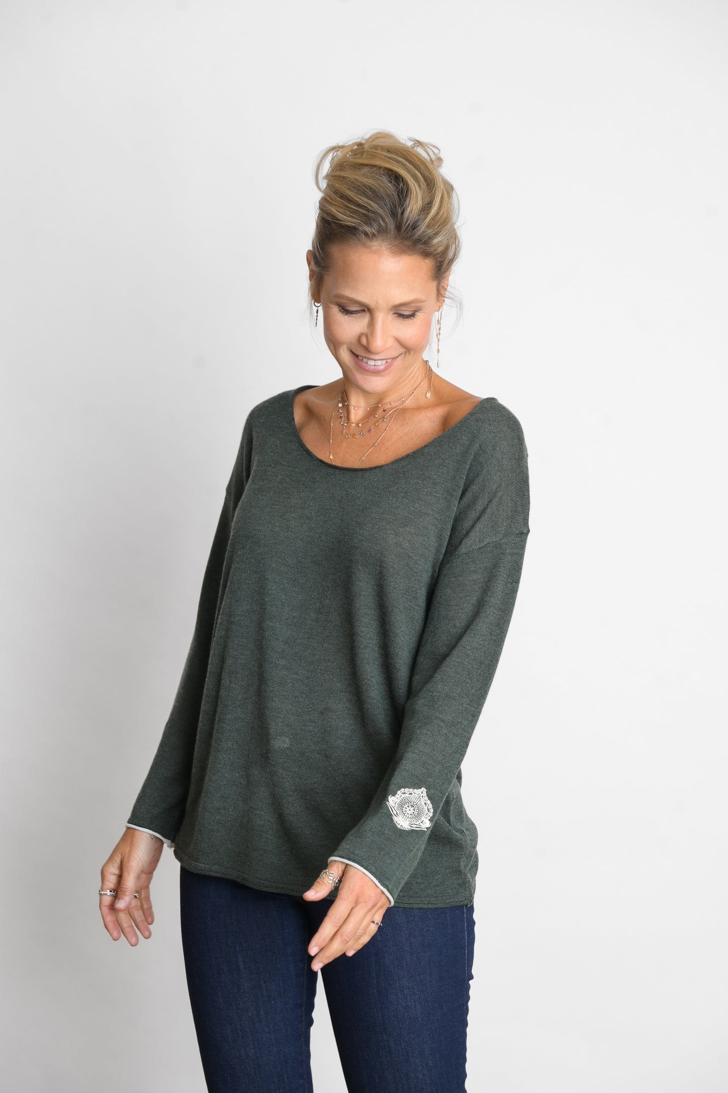 TILOS סריג כפתורים ירוק image 7