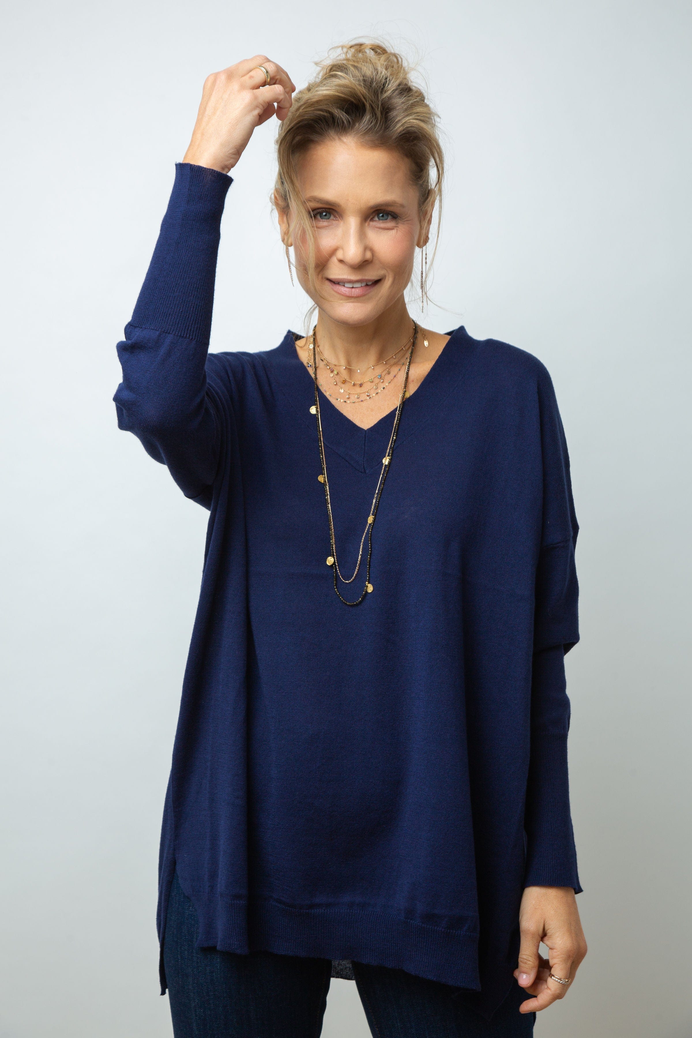 ST. ANTON  V סריג אוברסייז כחול image 0