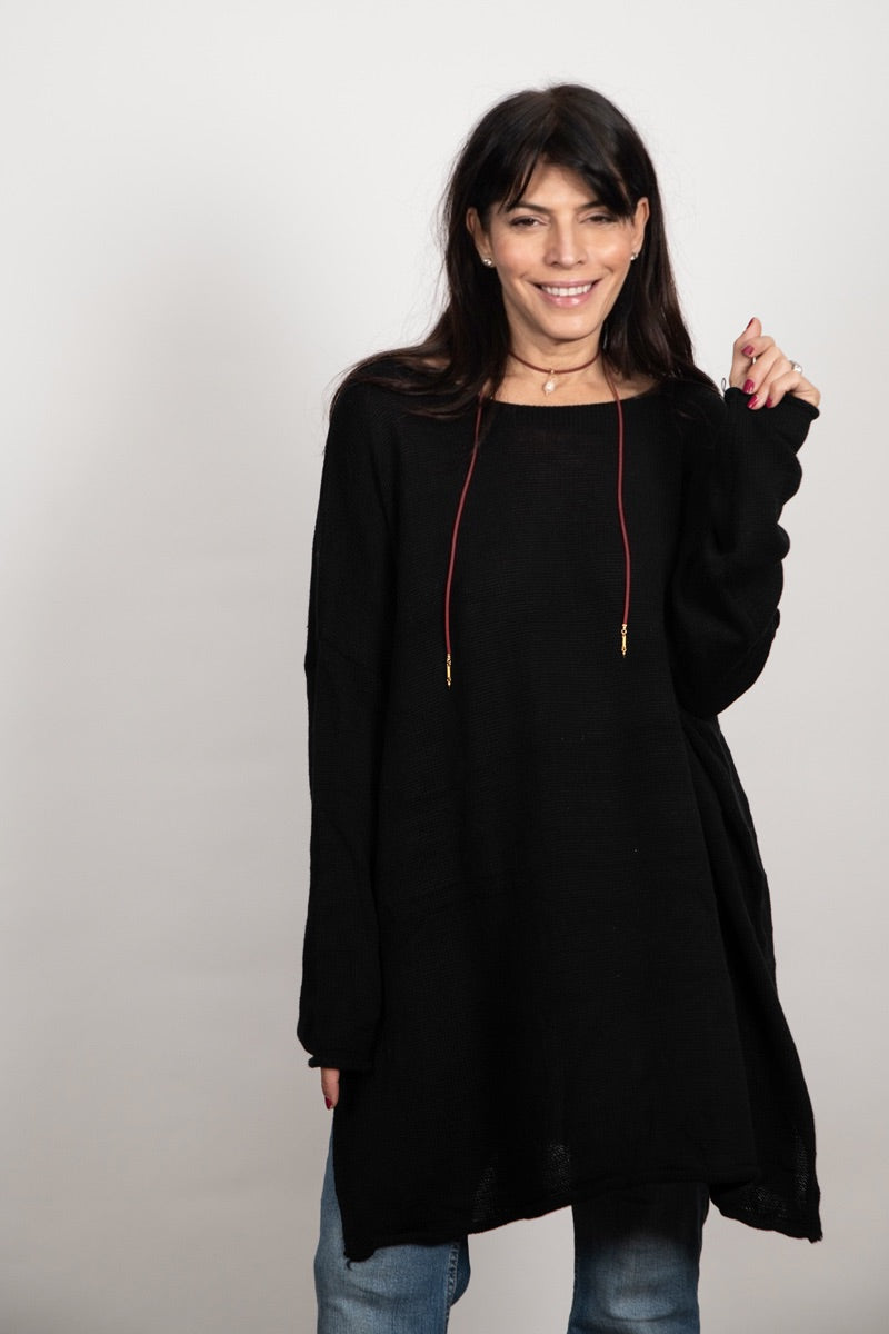 DUSTY סריג אוברסייז שחור גדול