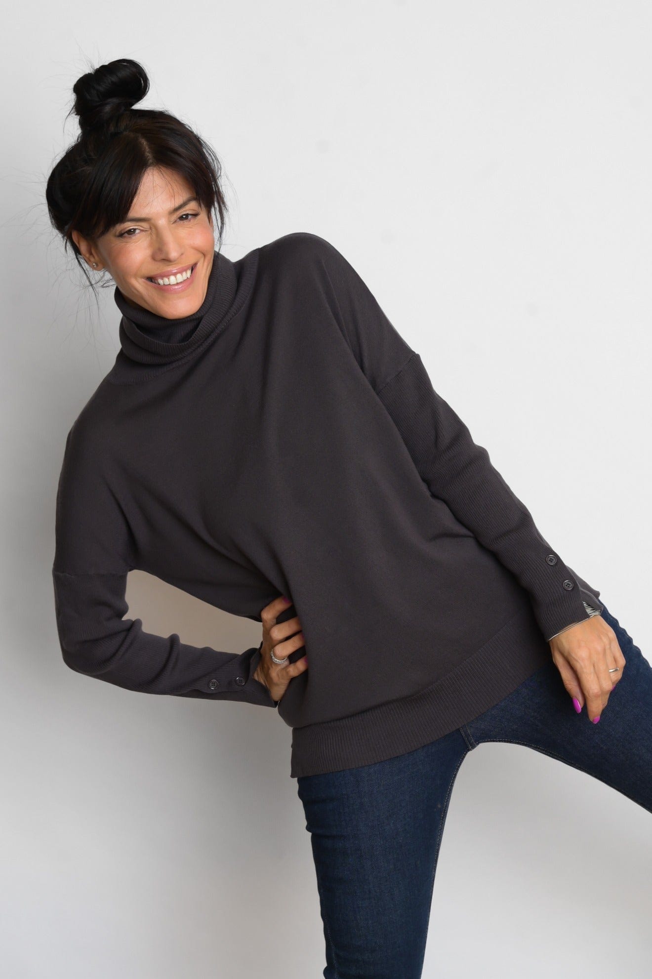 ALIMIA  סריג גולף אפור כהה image 0