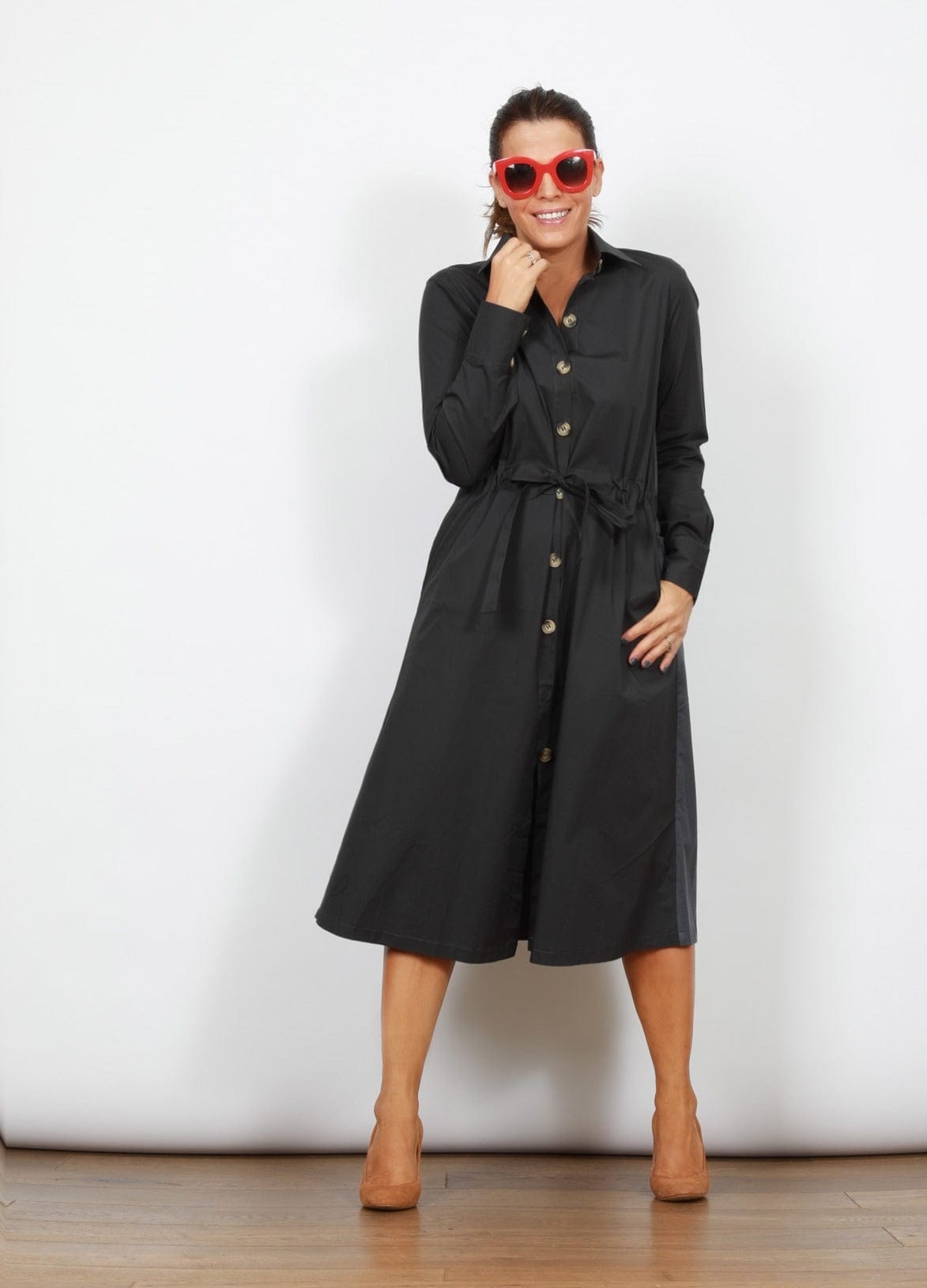 SAFIR שמלת כפתורים אפורה מידי image 0