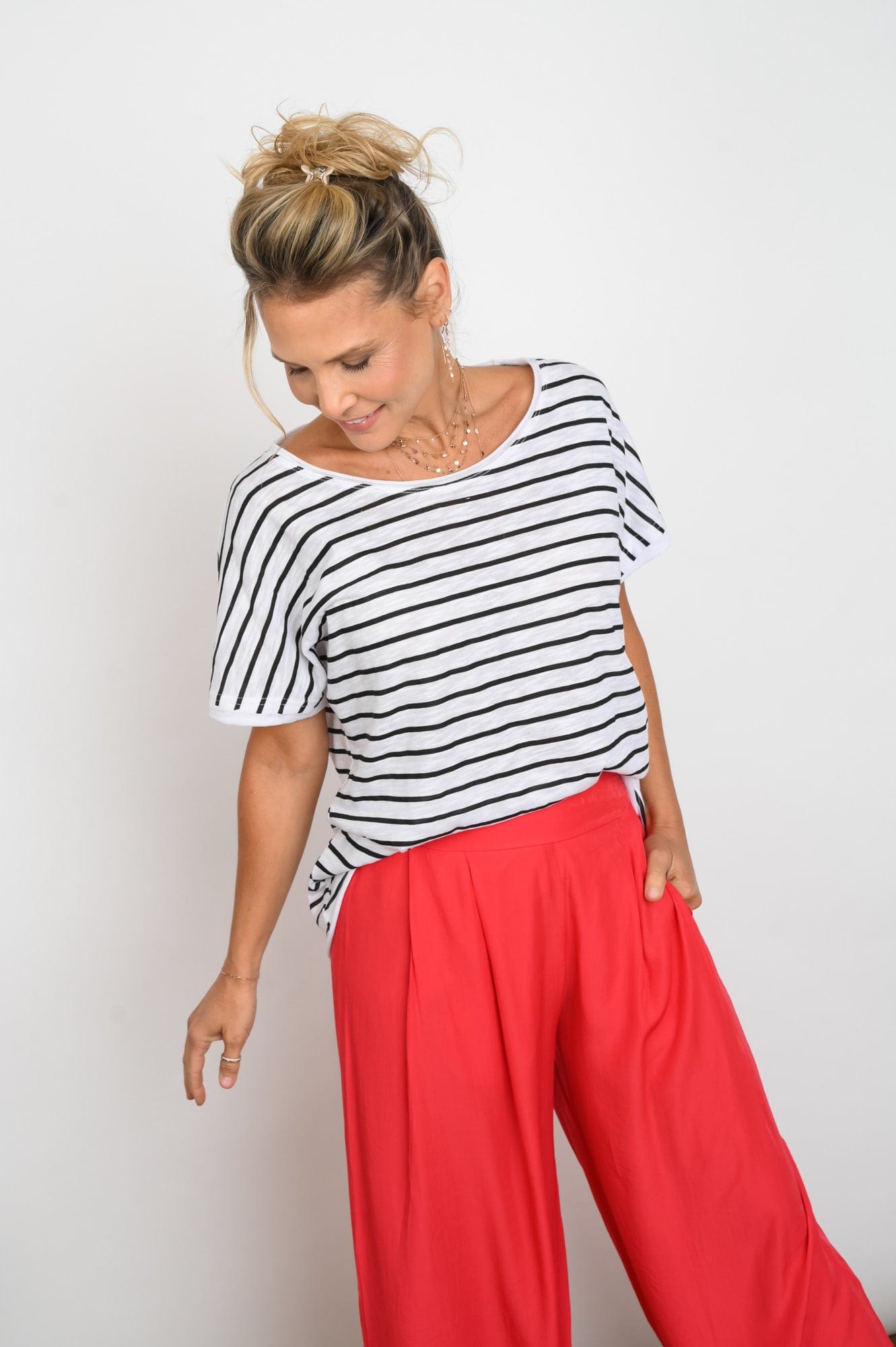 TRIP  חולצה לבנה פסים בשחור image 6