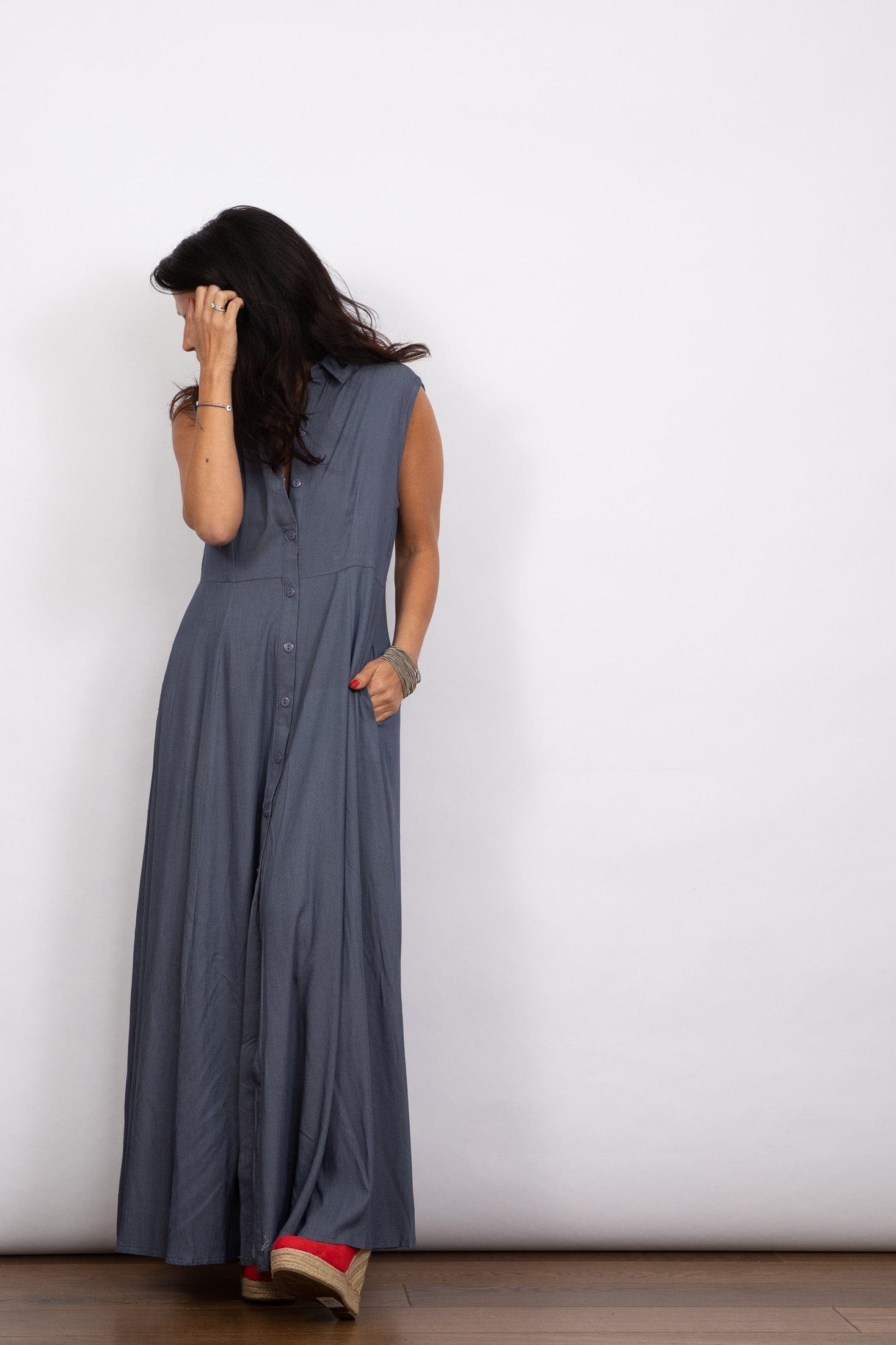 LIMA שמלה מקסי כפתורים image 5