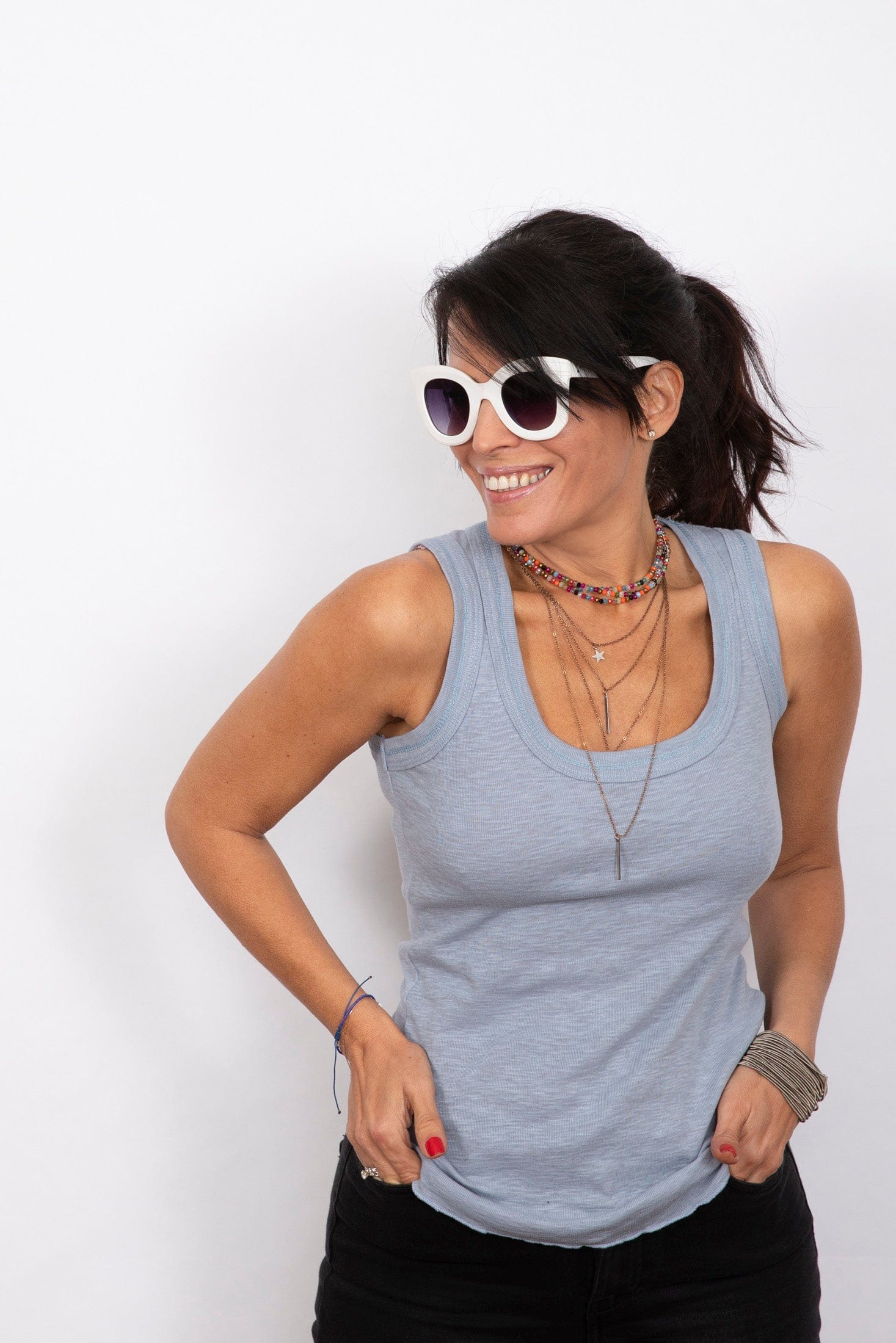 ARES גופיה תכלת צמודה image 6